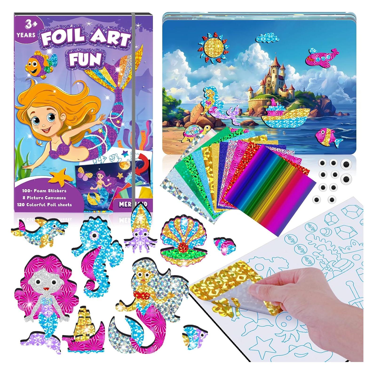 Homicozy Kit de Arte Foil Fun Sirena para Niños 4-10 Años