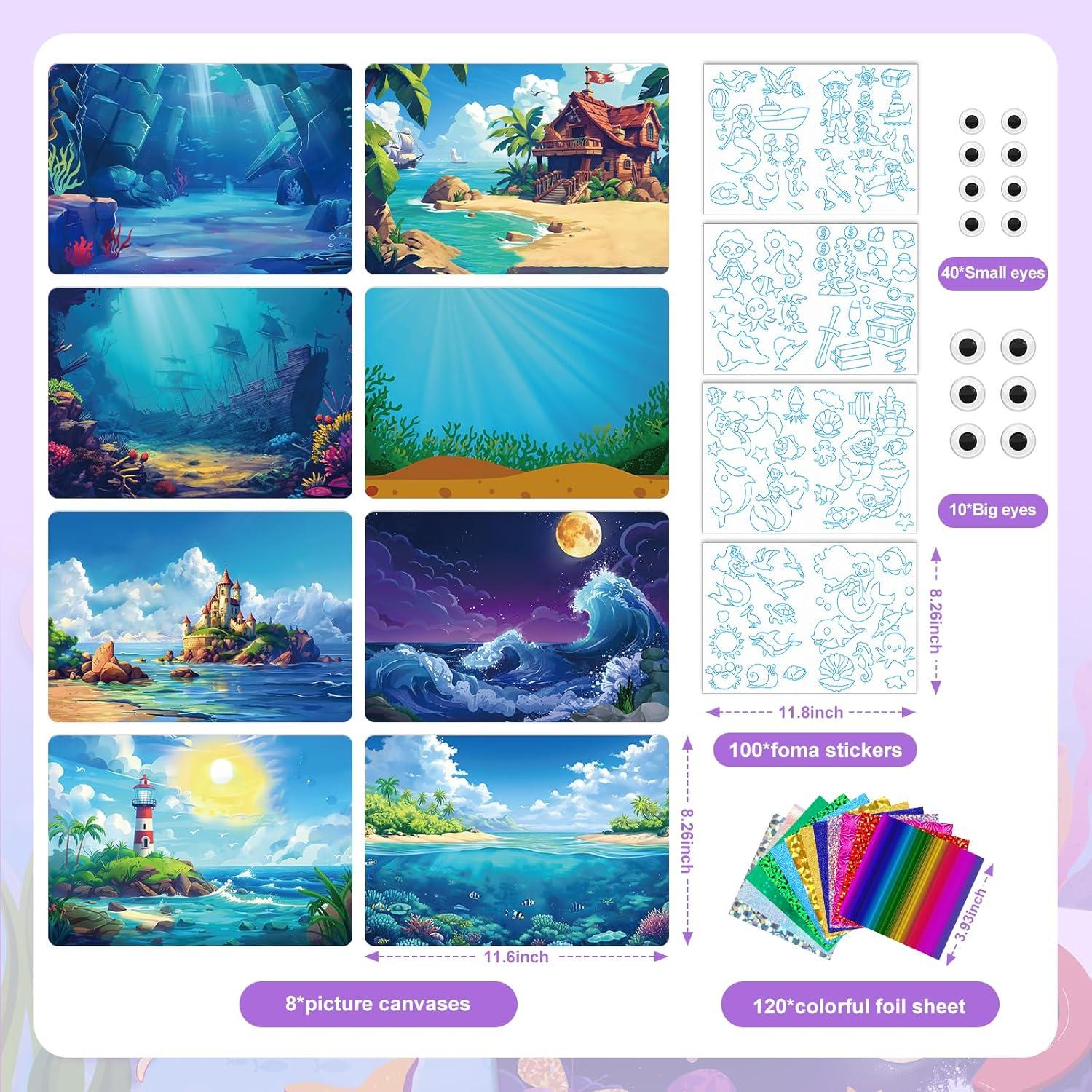 Homicozy Kit de Arte Foil Fun Sirena para Niños 4-10 Años