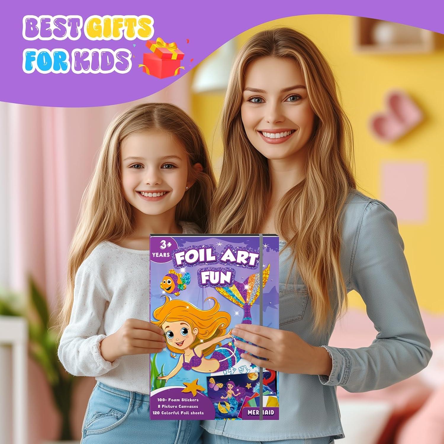 Homicozy Kit de Arte Foil Fun Sirena para Niños 4-10 Años
