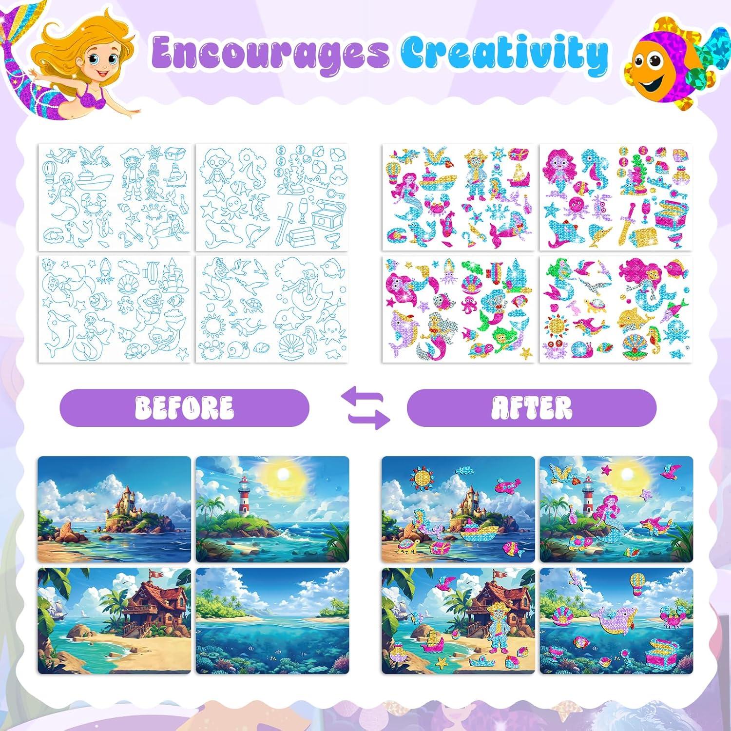 Homicozy Kit de Arte Foil Fun Sirena para Niños 4-10 Años