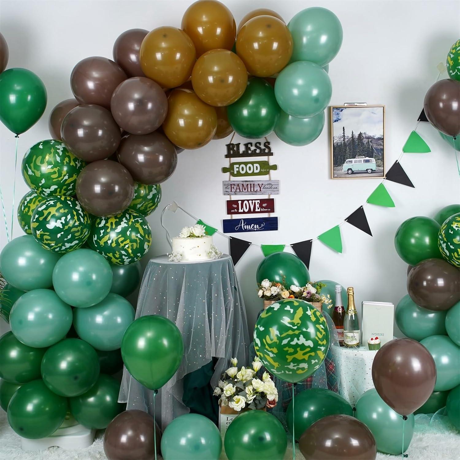 Juego de Globos Camuflaje HILAVO 30.48 cm Verde Marrón 35 Pzas