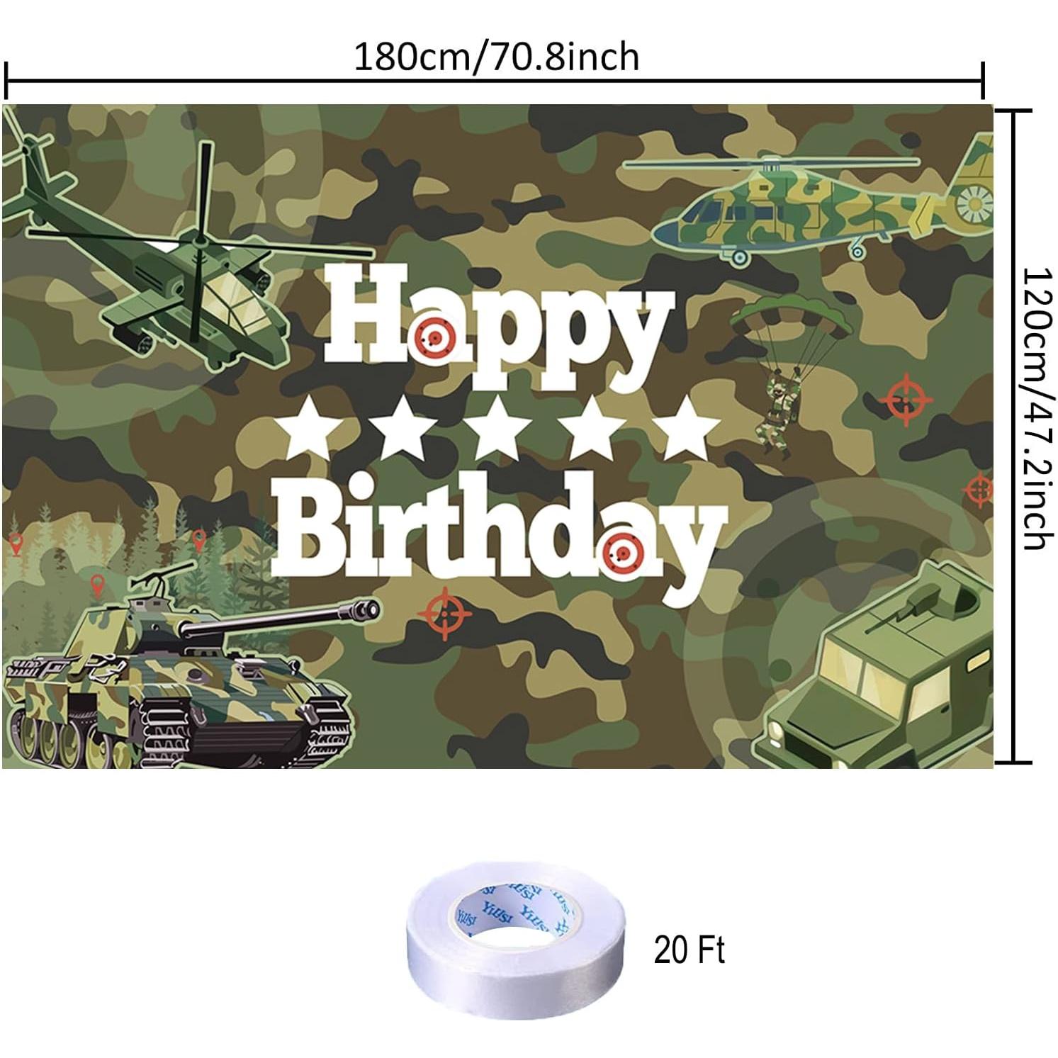Banner de Cumpleaños Camo DuftGu 180x120 cm Decoración Fiesta