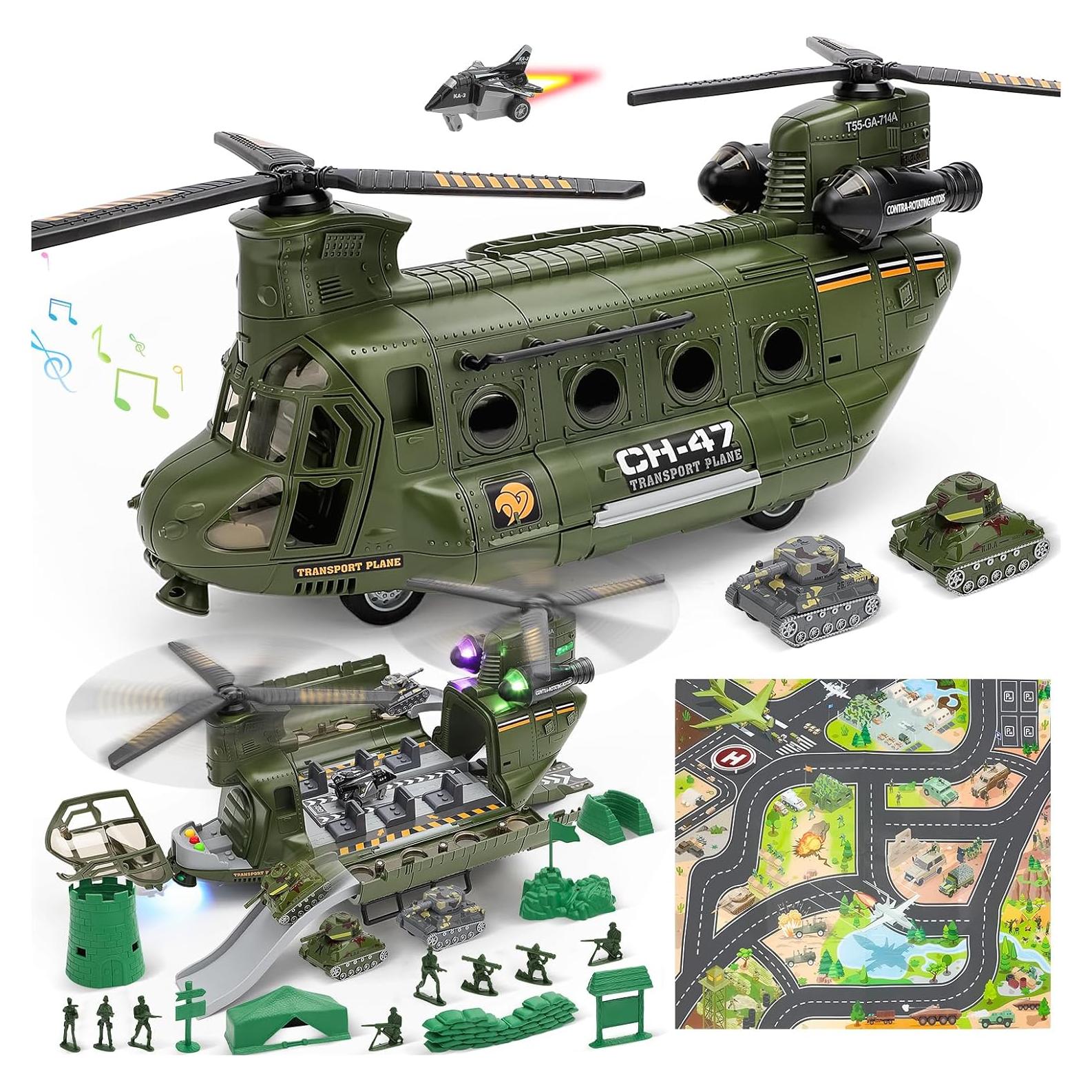 Set de Juguetes de Helicóptero Militar de Transporte deAO