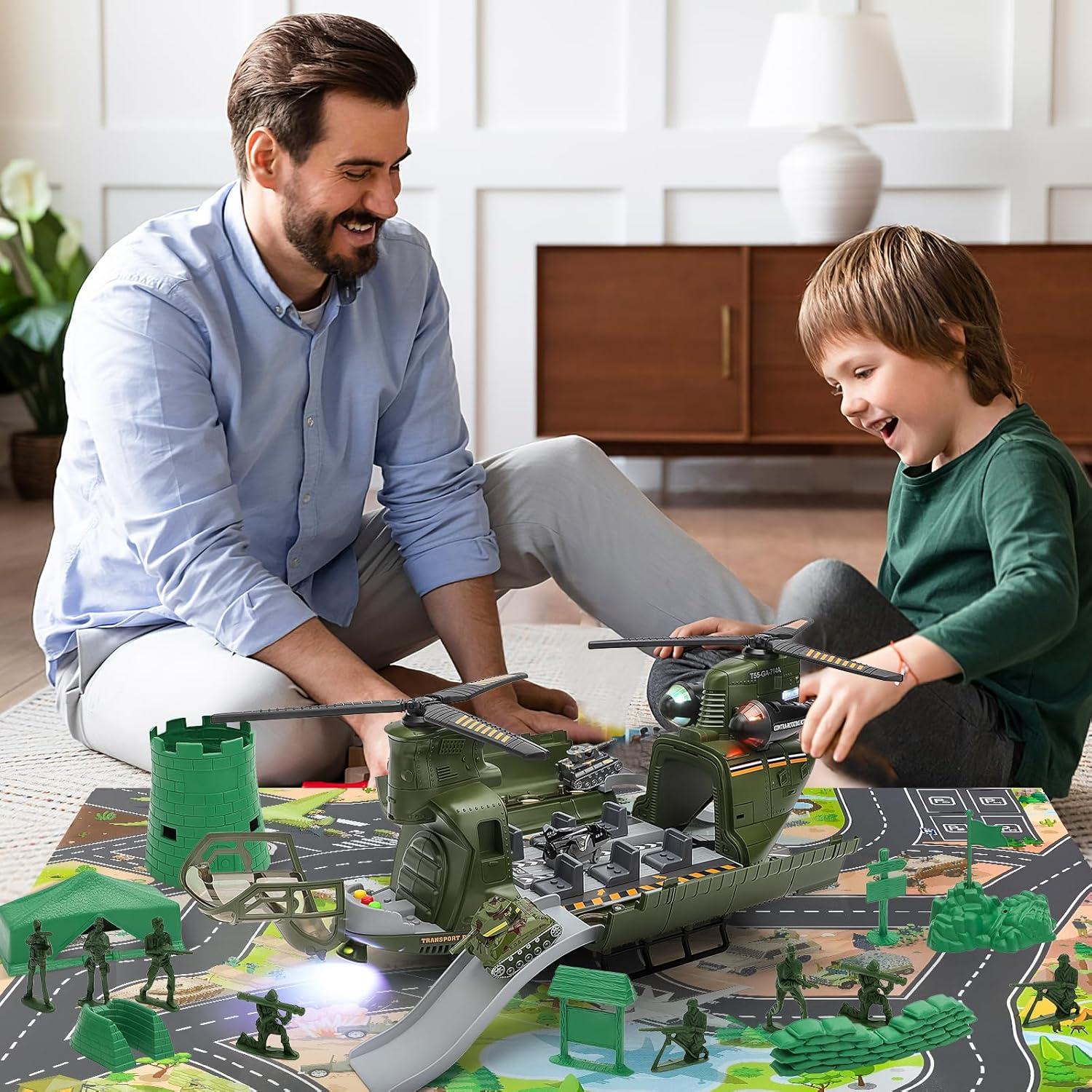 Set de Juguetes de Helicóptero Militar de Transporte deAO