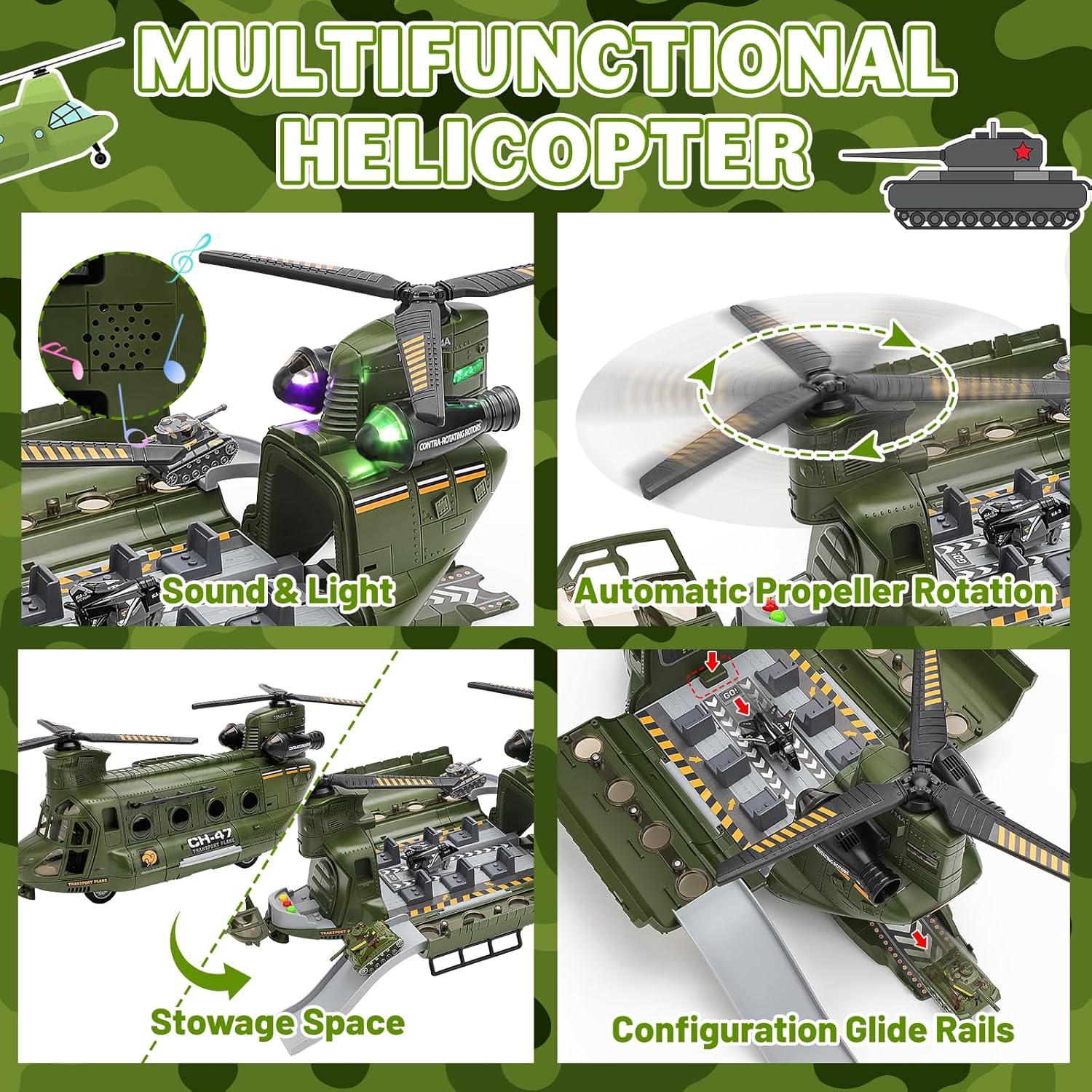 Set de Juguetes de Helicóptero Militar de Transporte deAO