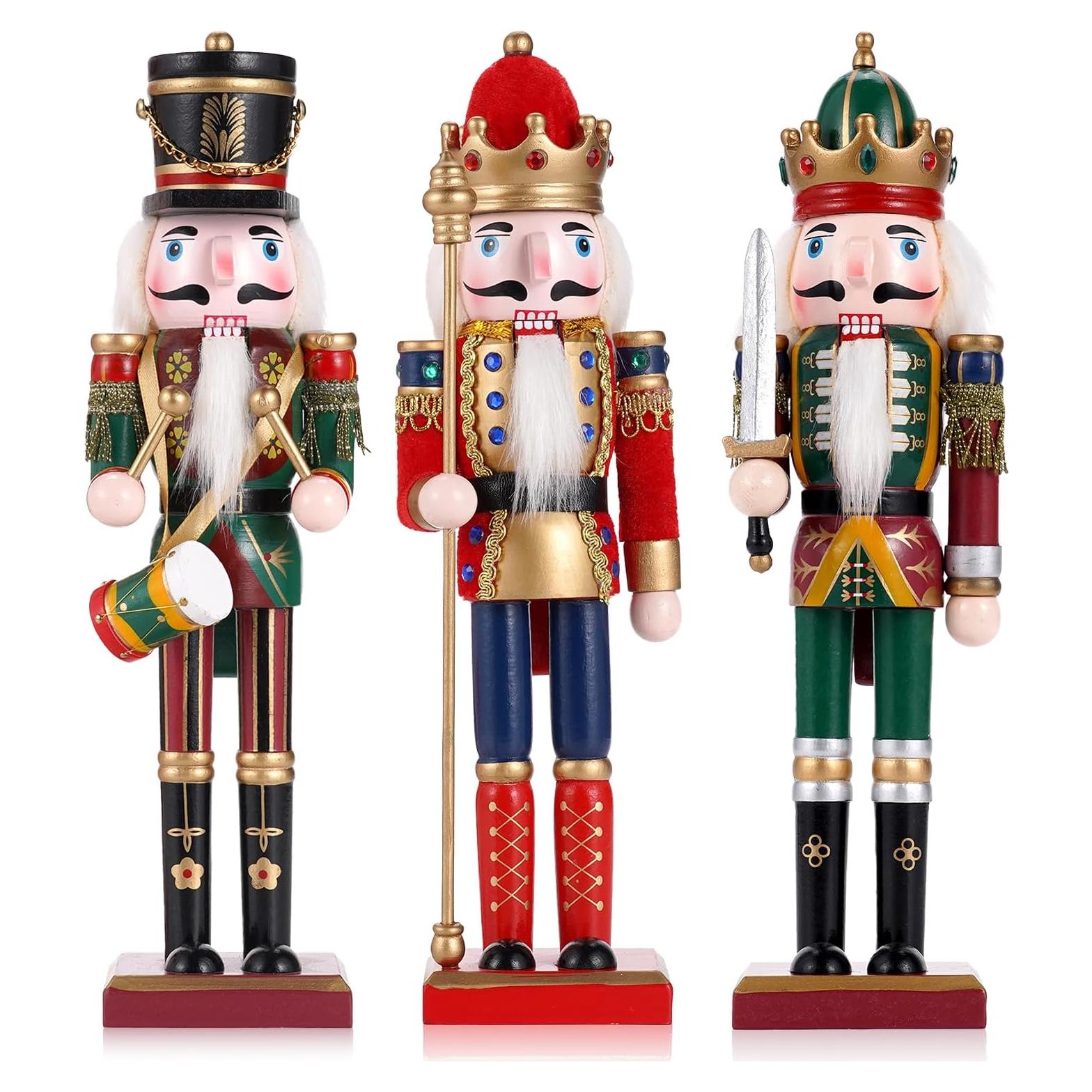 Set 3 Piezas Cascanueces de Madera 30cm Tpudn Decoración Navidad