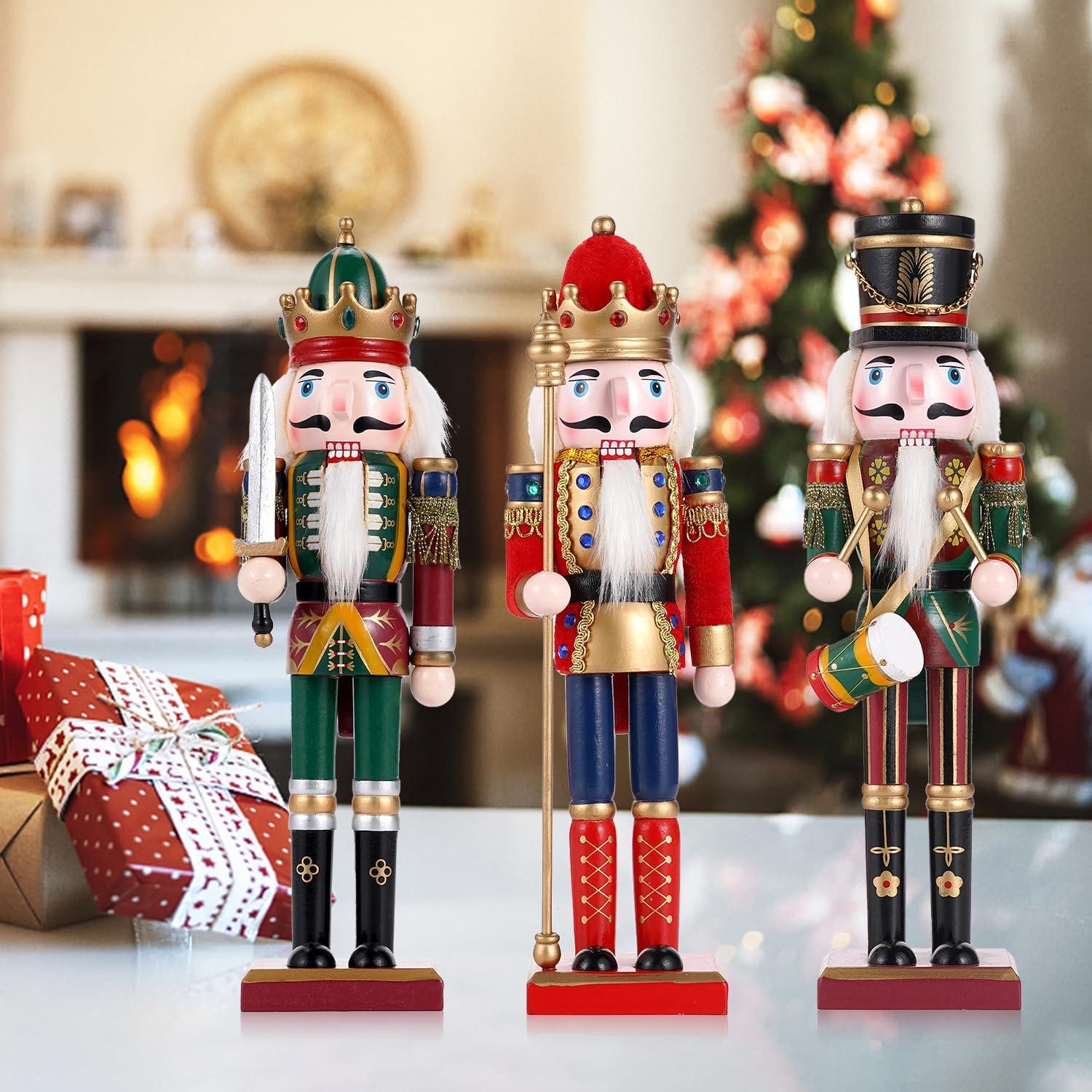 Set 3 Piezas Cascanueces de Madera 30cm Tpudn Decoración Navidad