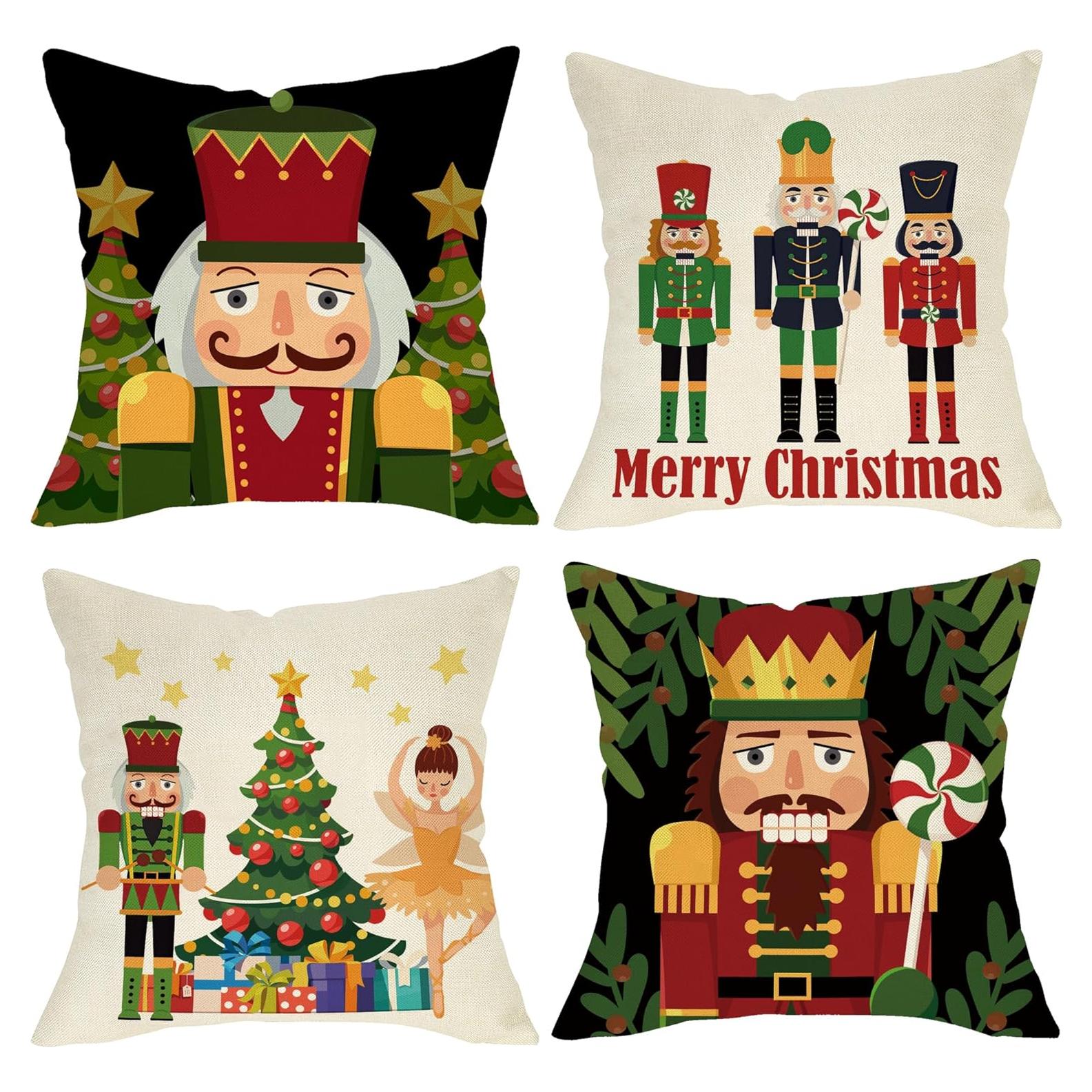 Funda de Cojín Decorativa Navidad Fjfz 16x16 cm Pack de 4