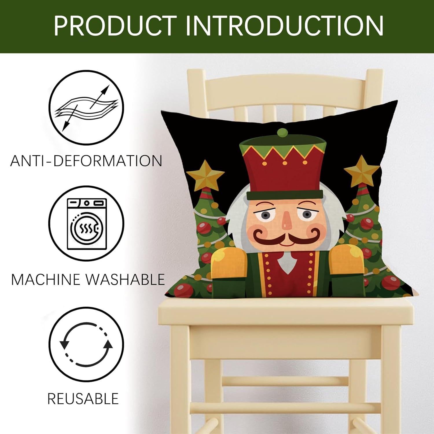 Funda de Cojín Decorativa Navidad Fjfz 16x16 cm Pack de 4