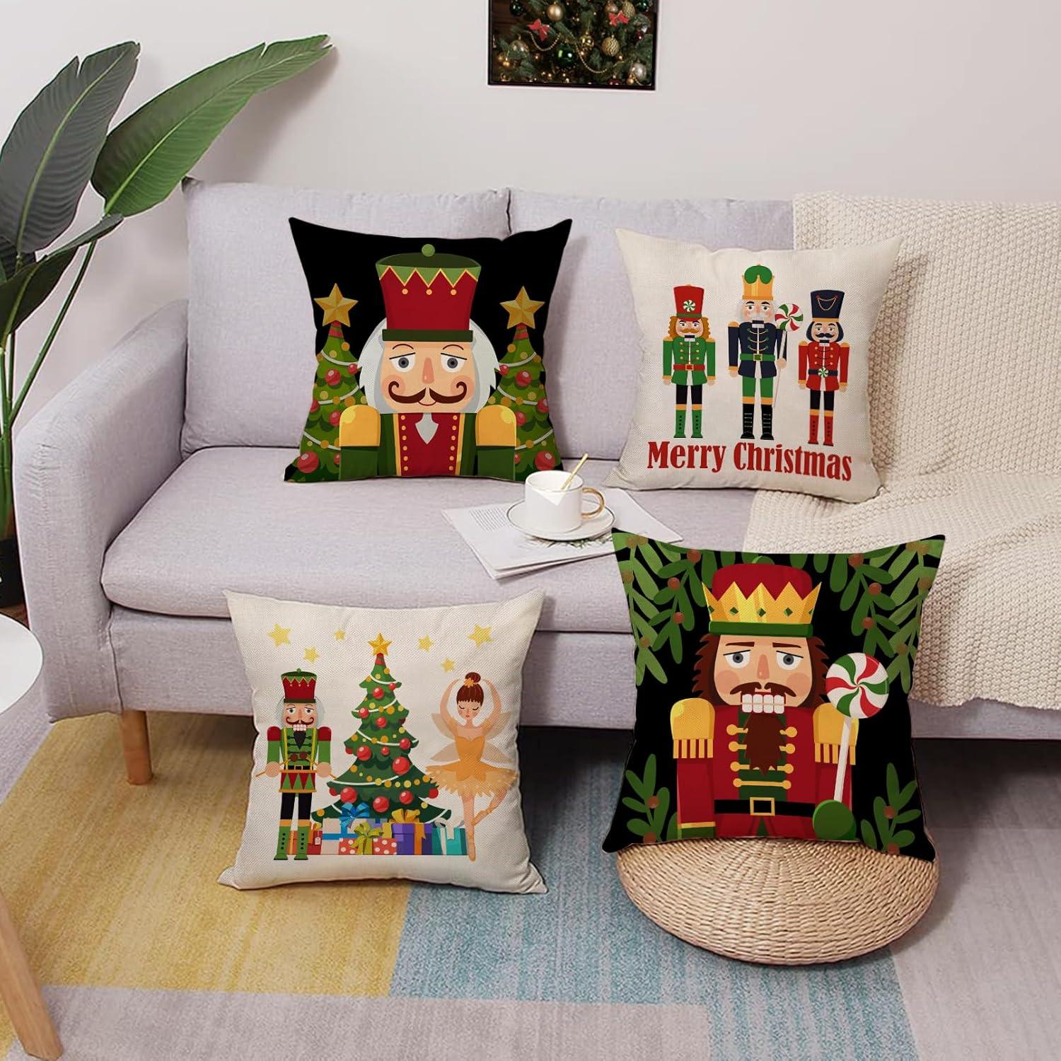 Funda de Cojín Decorativa Navidad Fjfz 16x16 cm Pack de 4