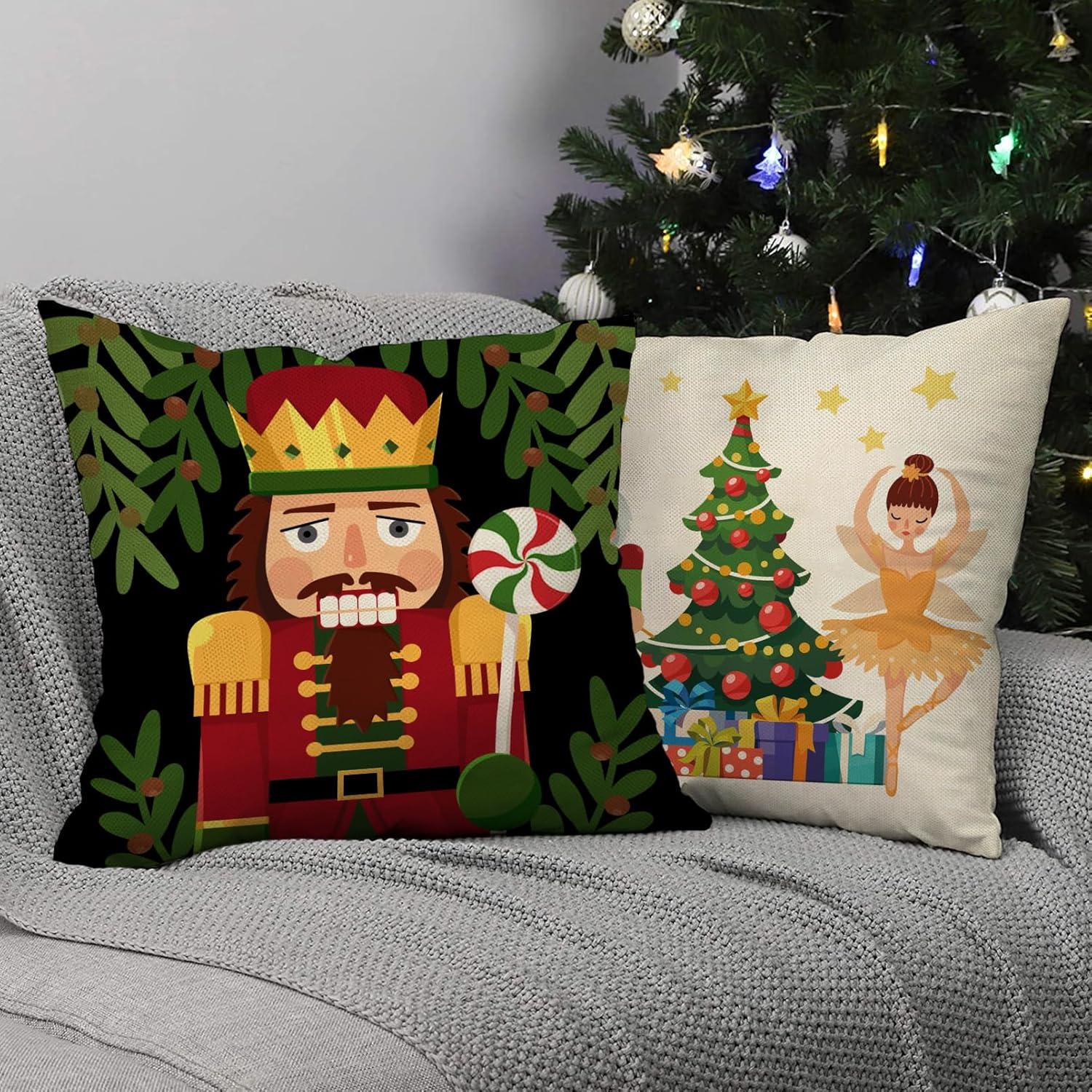 Funda de Cojín Decorativa Navidad Fjfz 16x16 cm Pack de 4