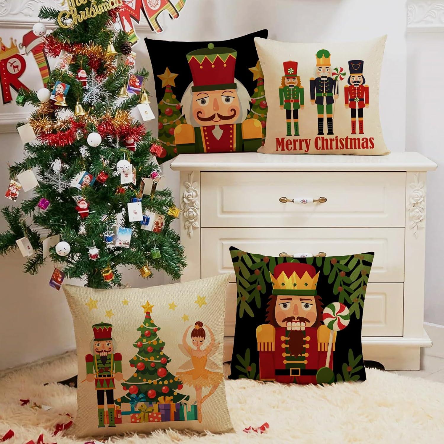 Funda de Cojín Decorativa Navidad Fjfz 16x16 cm Pack de 4