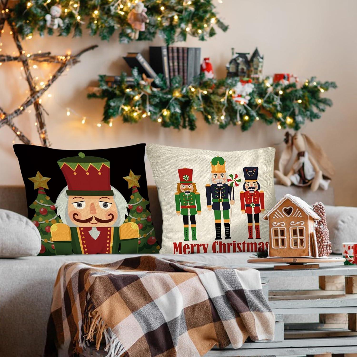 Funda de Cojín Decorativa Navidad Fjfz 16x16 cm Pack de 4