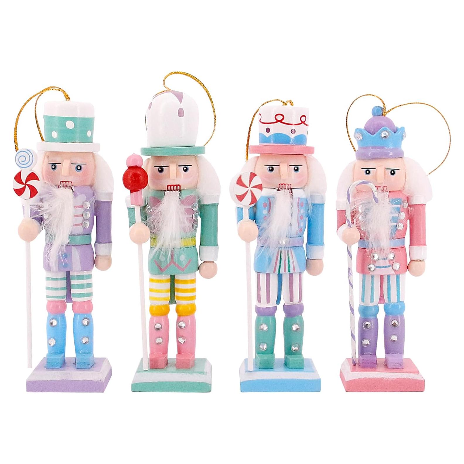 Set 4 Adornos de Soldado de Nuez de Madera Naimo 12.7cm