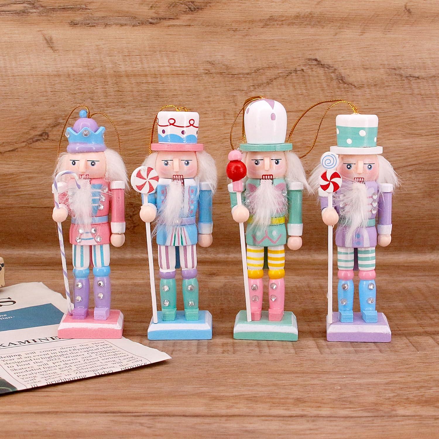 Set 4 Adornos de Soldado de Nuez de Madera Naimo 12.7cm