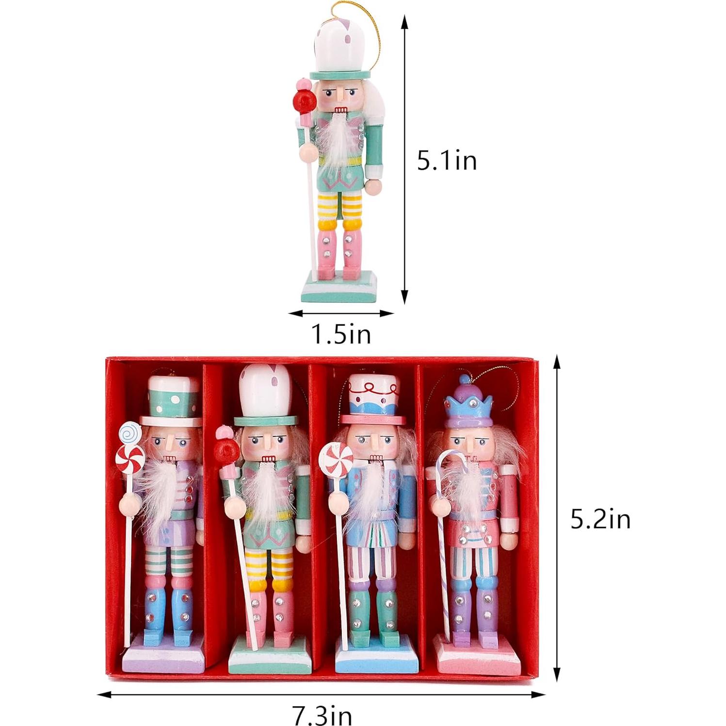 Set 4 Adornos de Soldado de Nuez de Madera Naimo 12.7cm