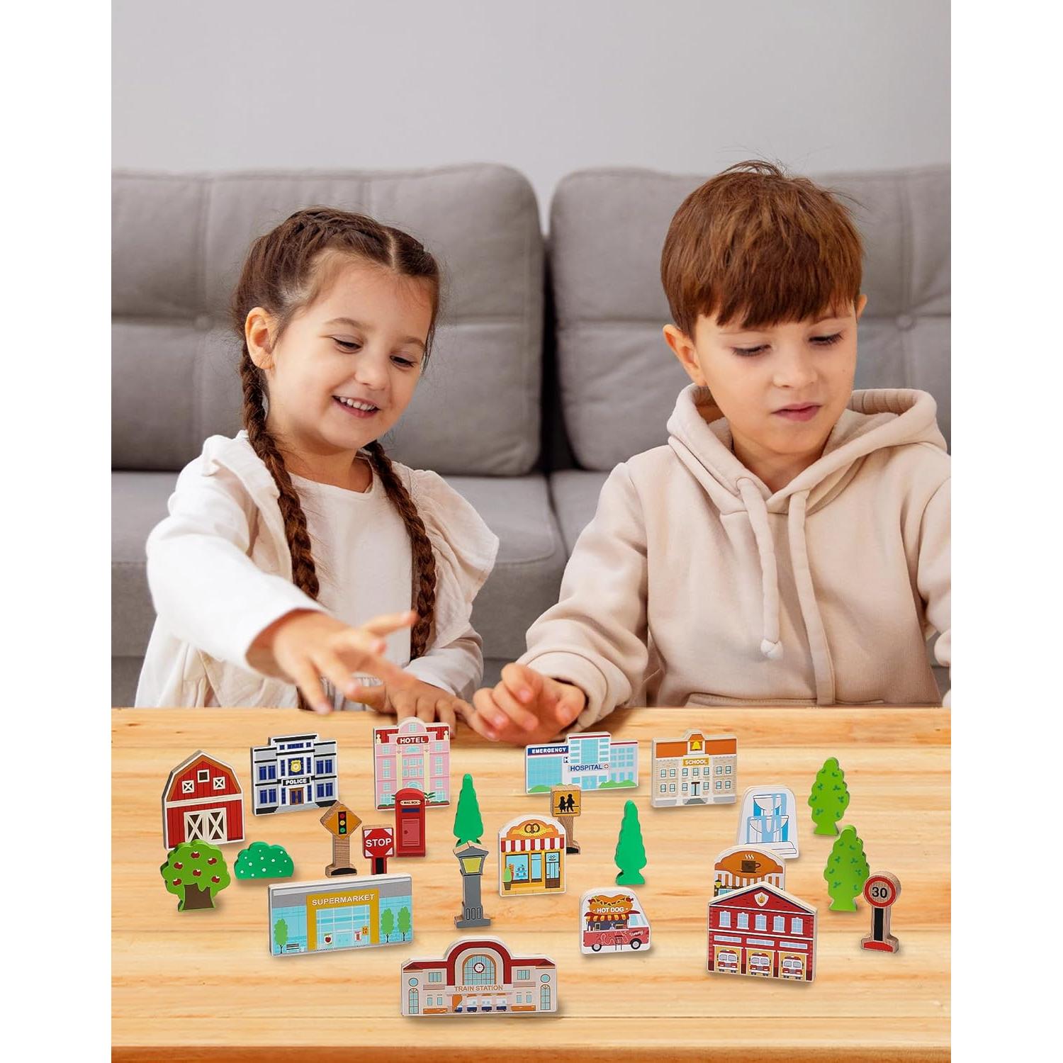 Juego de Ciudad de Madera SainSmart Jr. 30 Pcs para Niños