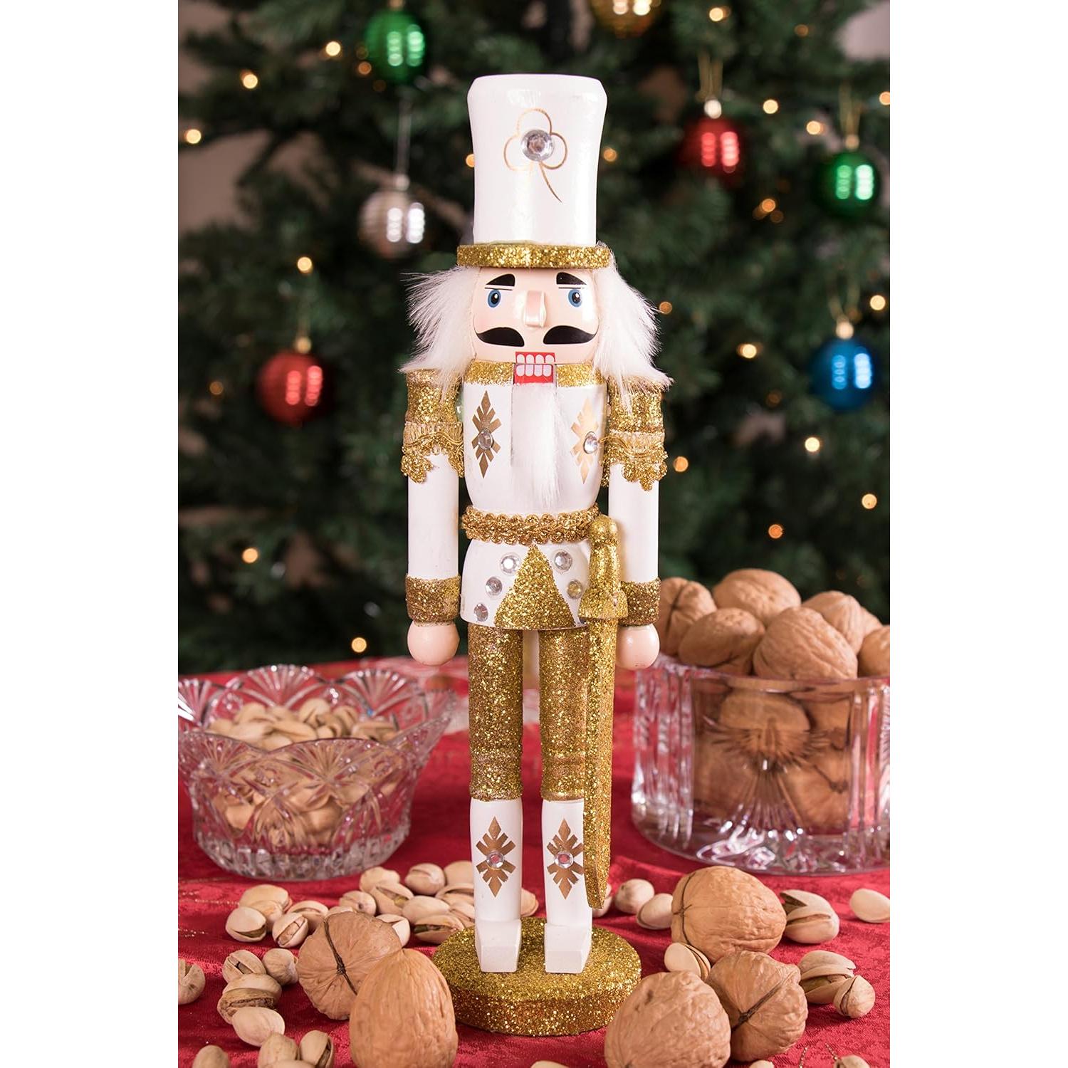 Cascanueces de Madera Clever Creations 30.48 cm Dorado y Blanco