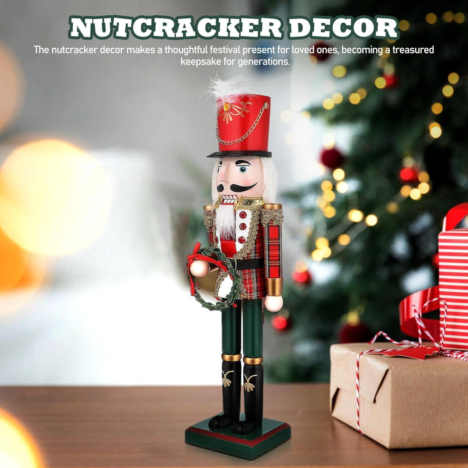 Figura Cascanueces de Madera PartyKindom 38cm Decoración Navideña