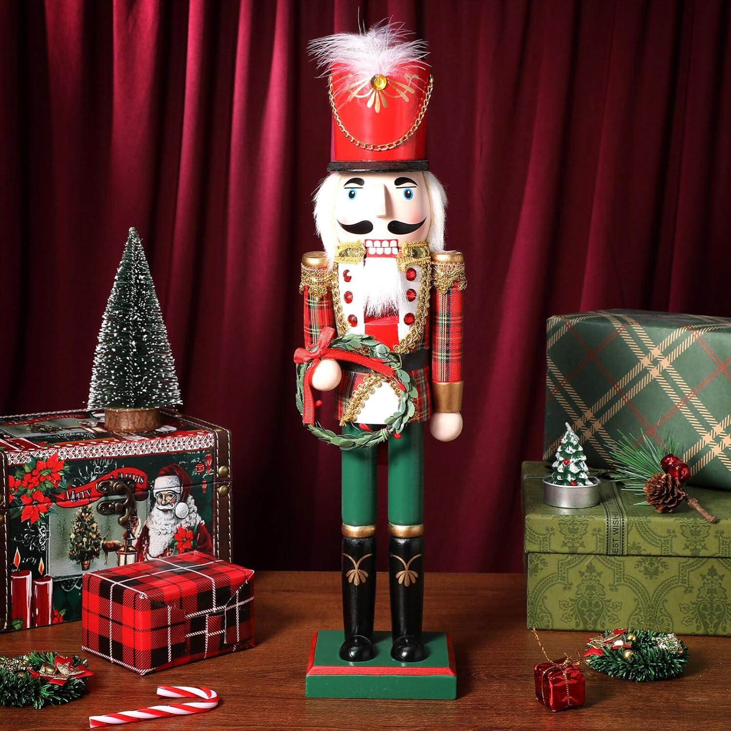 Figura Cascanueces de Madera PartyKindom 38cm Decoración Navideña