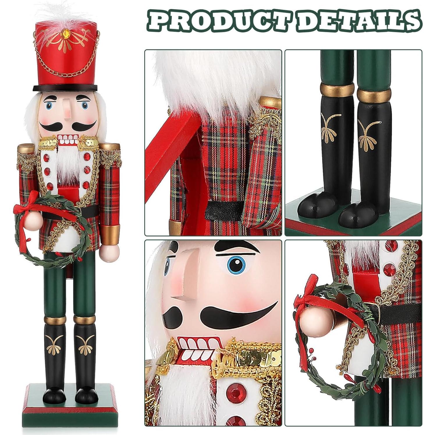 Figura Cascanueces de Madera PartyKindom 38cm Decoración Navideña