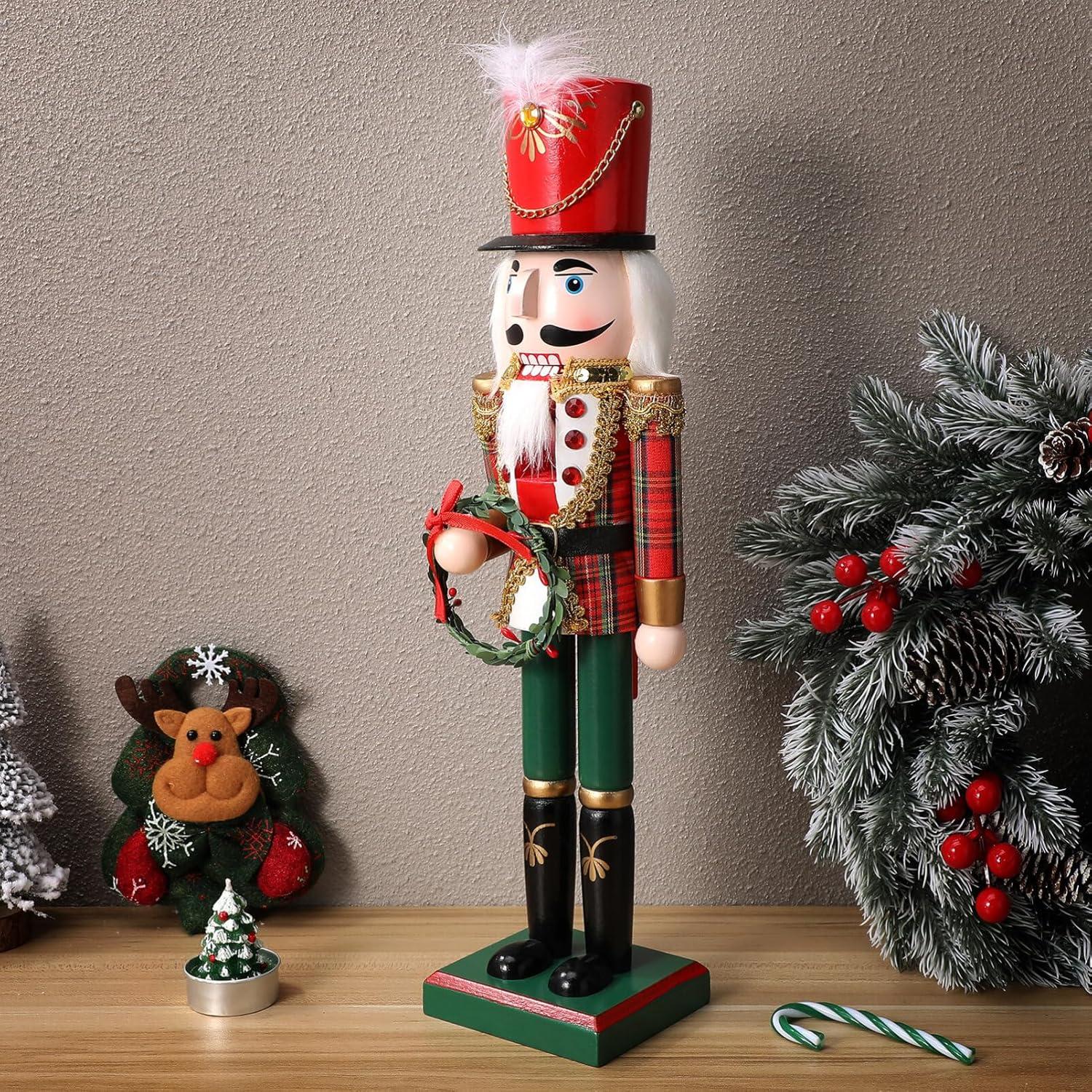 Figura Cascanueces de Madera PartyKindom 38cm Decoración Navideña