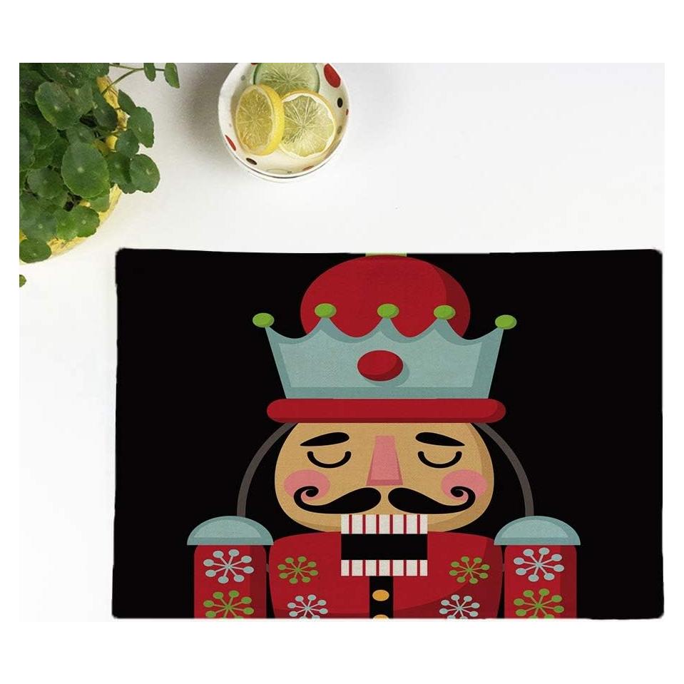 Juego de 4 Manteles Individuales de Algodón Rouihot 32x42cm Navidad