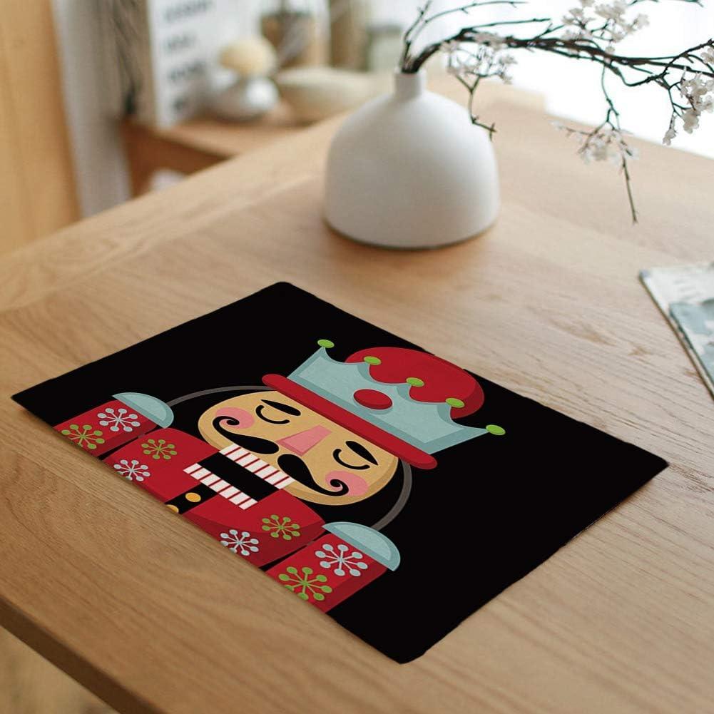 Juego de 4 Manteles Individuales de Algodón Rouihot 32x42cm Navidad