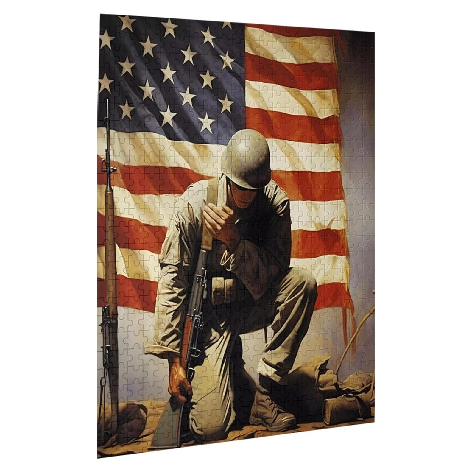 Rompecabezas 500 Piezas AthLeY Madera Patriótico USA 51.8x37.8cm