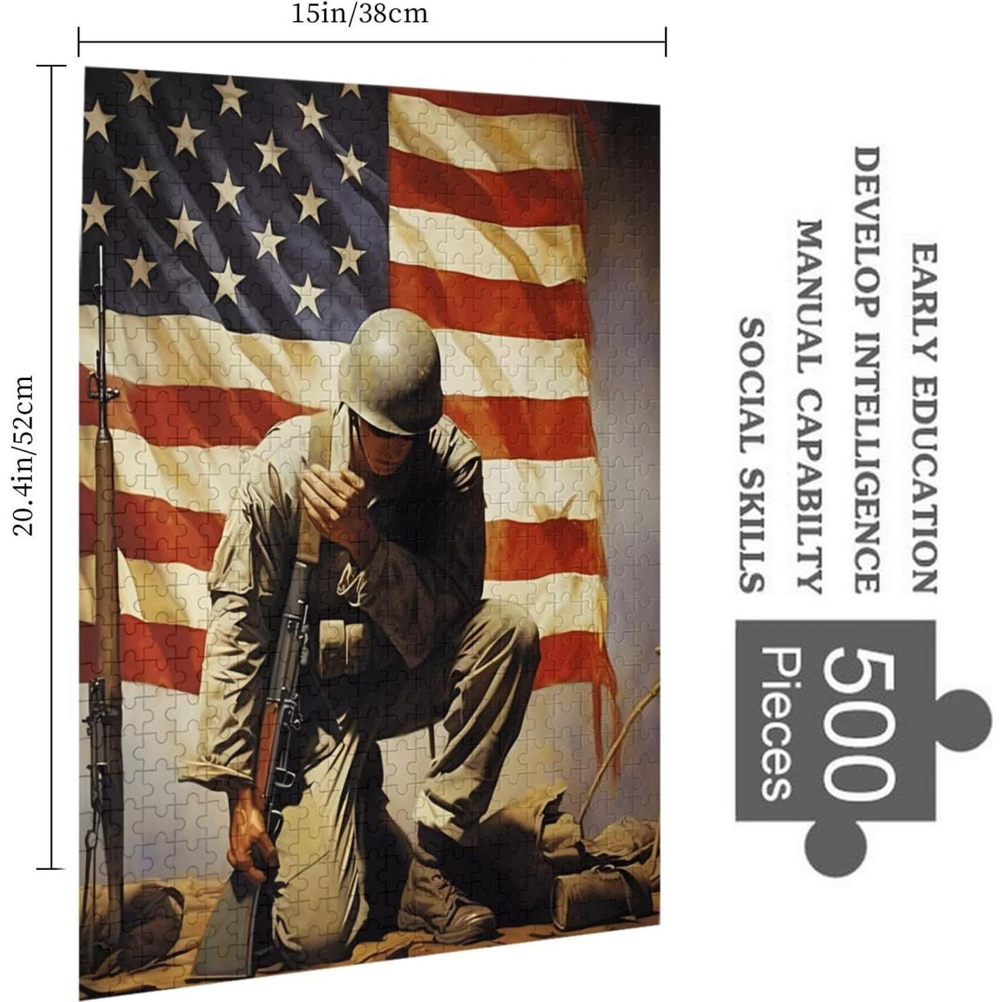 Rompecabezas 500 Piezas AthLeY Madera Patriótico USA 51.8x37.8cm