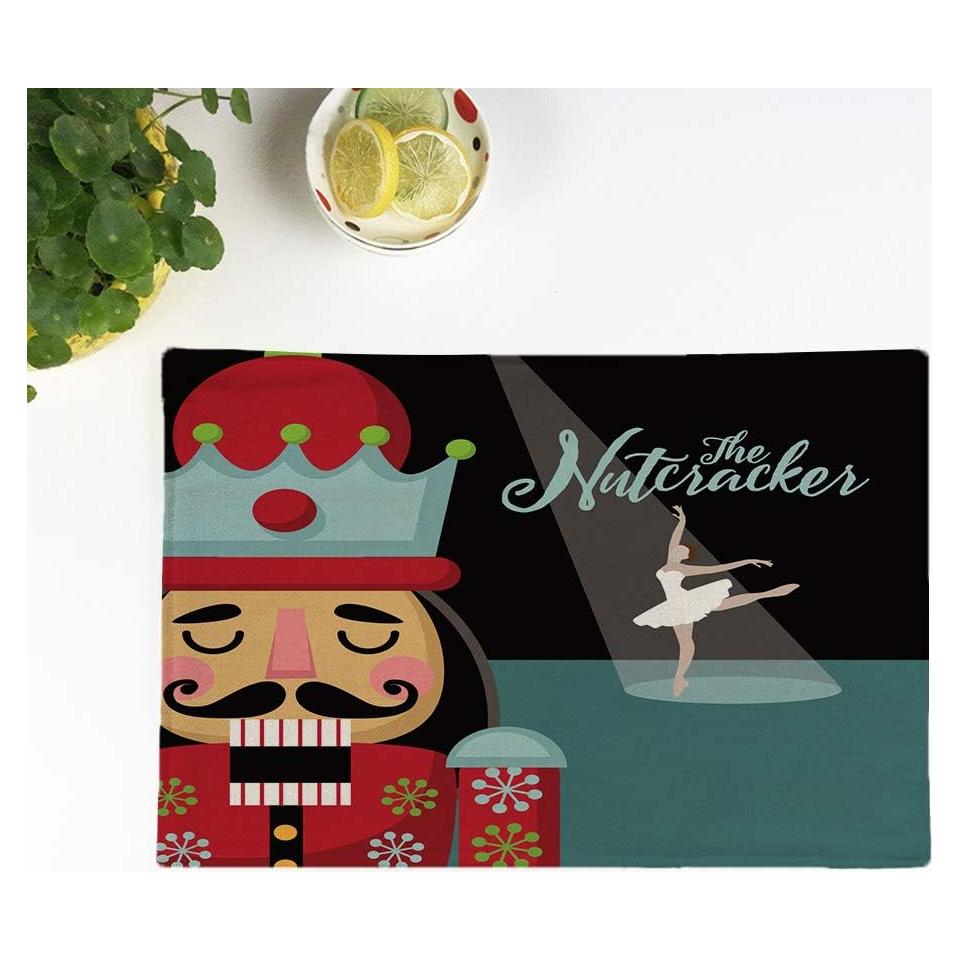 Juego de 4 Manteles Individuales de Algodón Rouihot 32x42cm Navidad