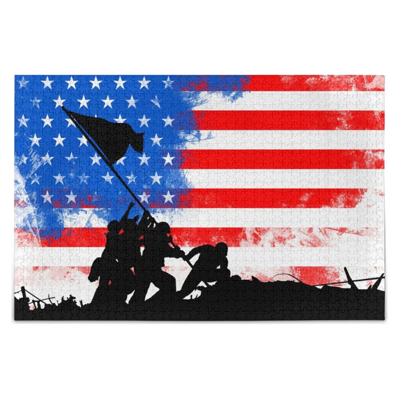 Rompecabezas de Madera 500 Piezas Bandera Americana Kigai