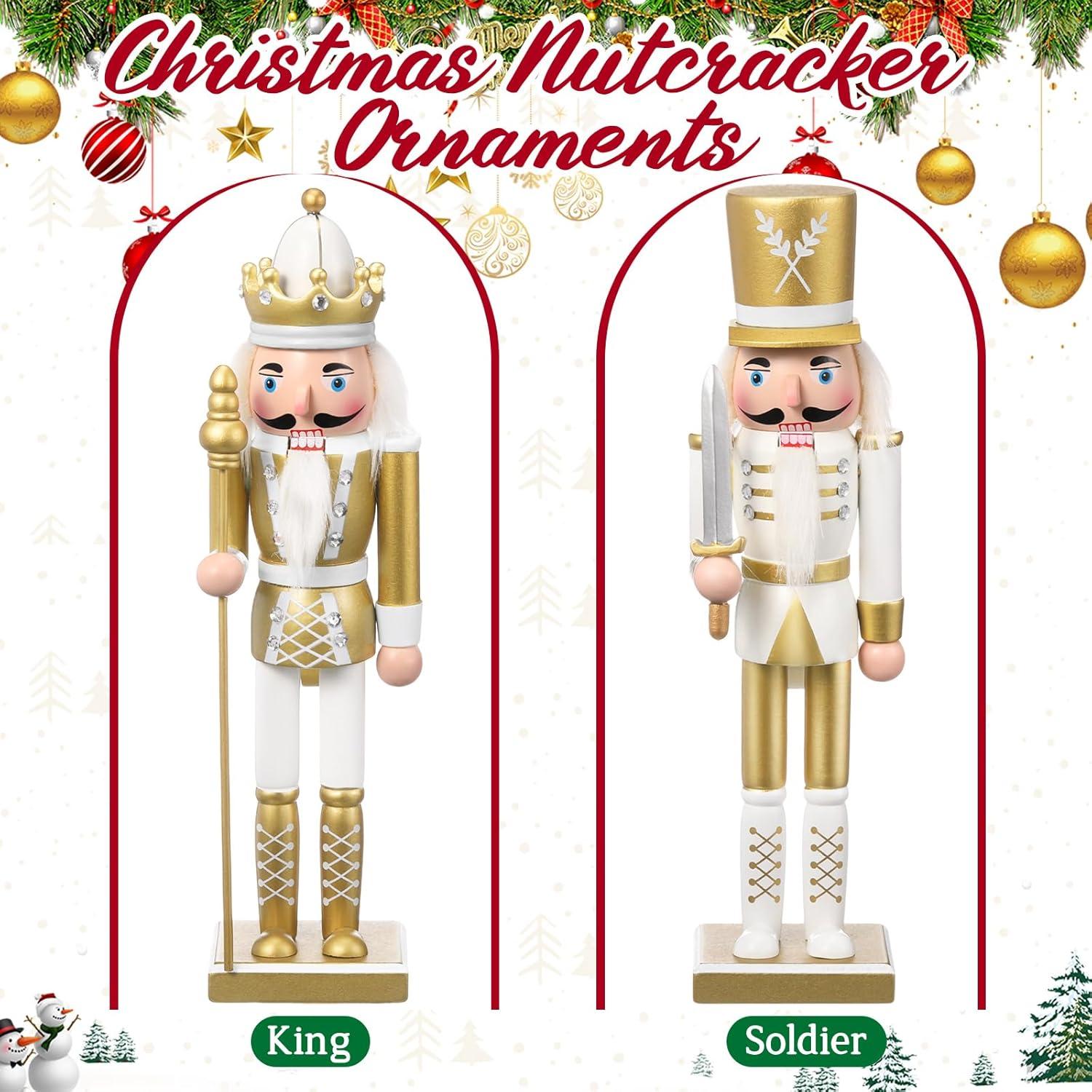 Adornos de Cascanueces Huwena 30.48 cm Madera Oro - 2 Pcs