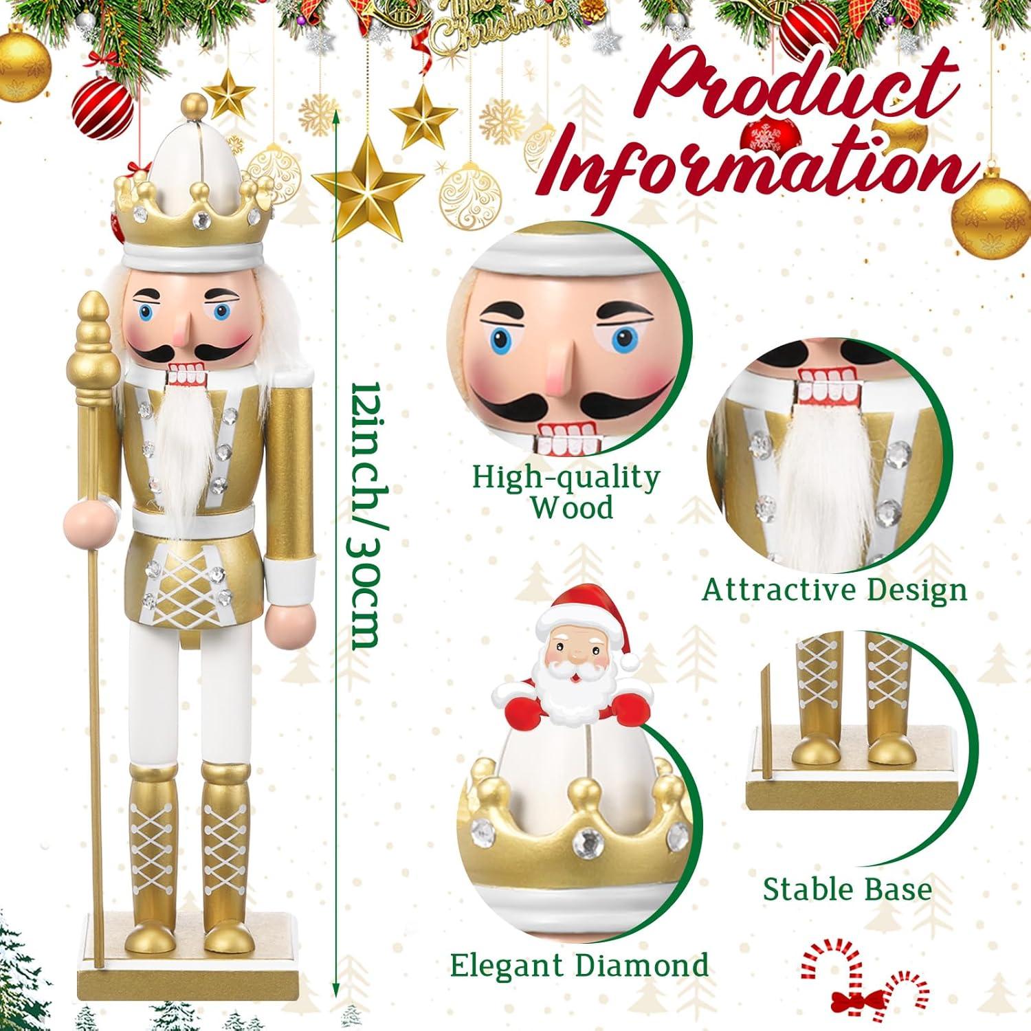 Adornos de Cascanueces Huwena 30.48 cm Madera Oro - 2 Pcs