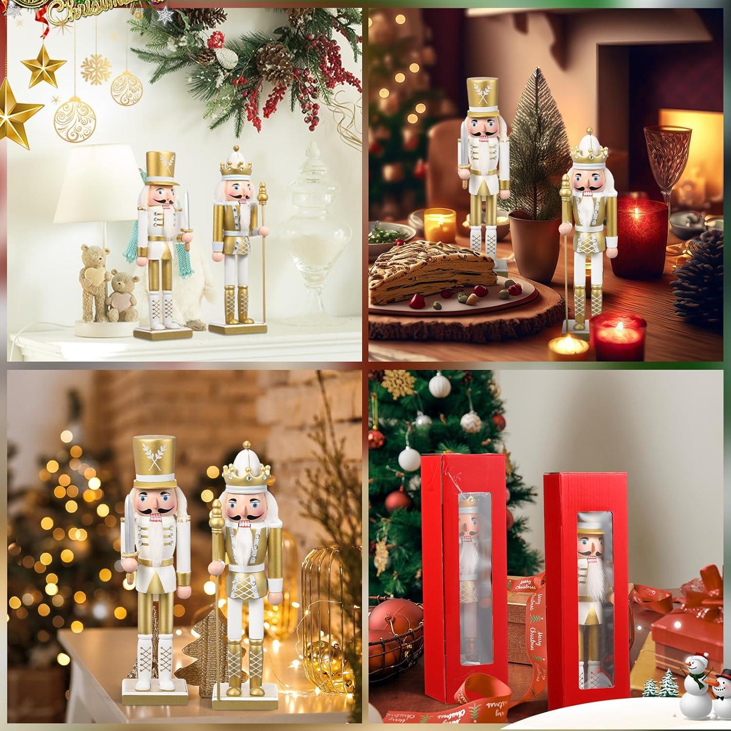 Adornos de Cascanueces Huwena 30.48 cm Madera Oro - 2 Pcs