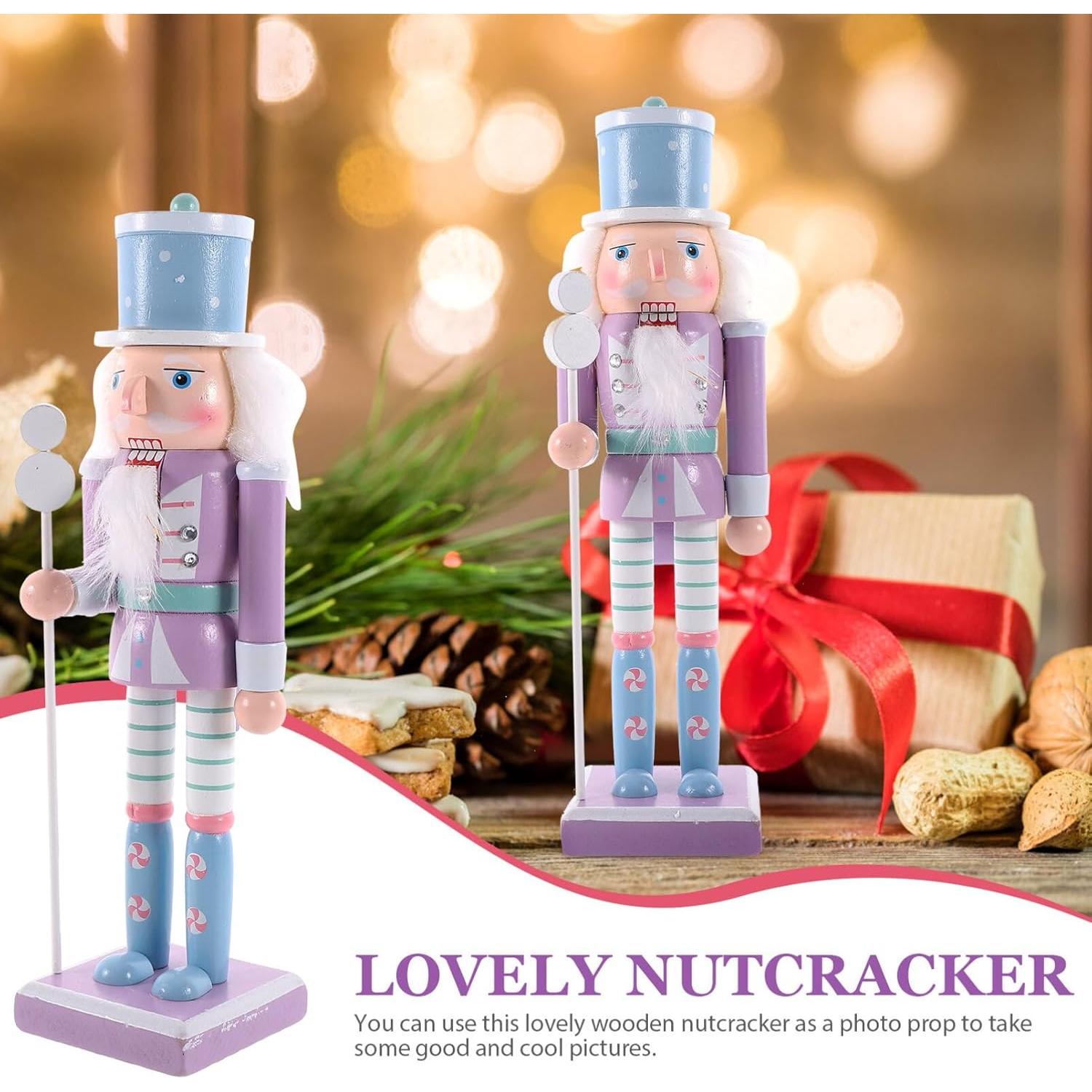 Adorno Cascanueces de Madera VOSAREA 25cm Púrpura Navidad