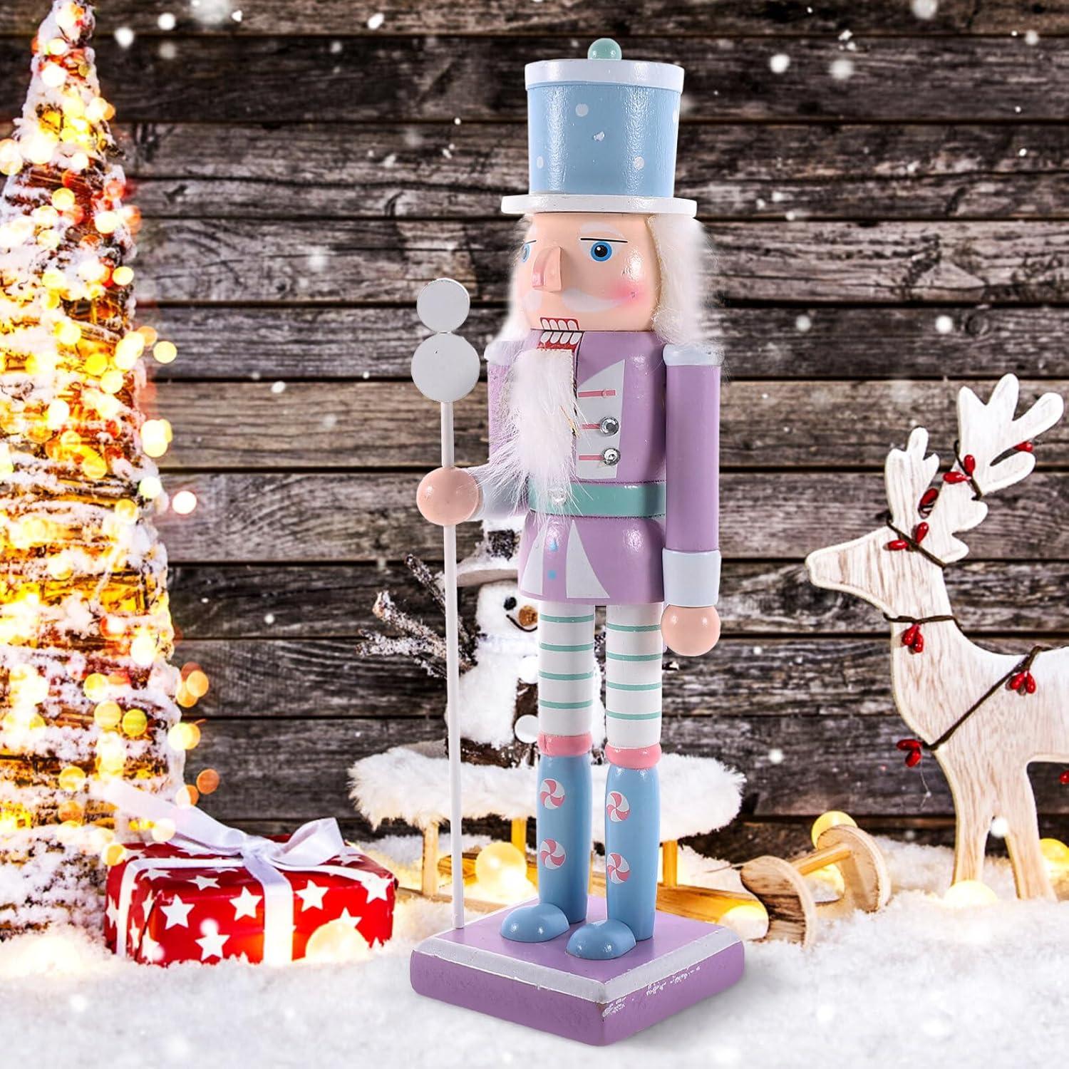 Adorno Cascanueces de Madera VOSAREA 25cm Púrpura Navidad