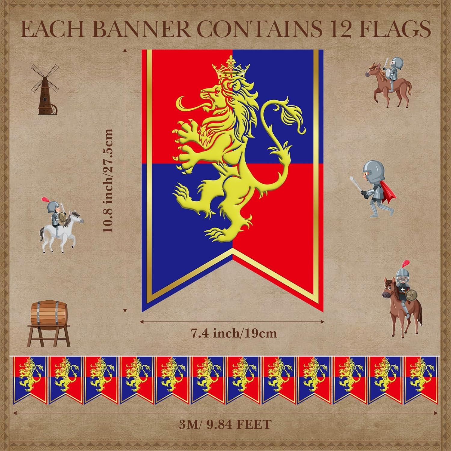 Banderines Medievales Hestya 5 Pcs 15.24m Decoración Fiesta