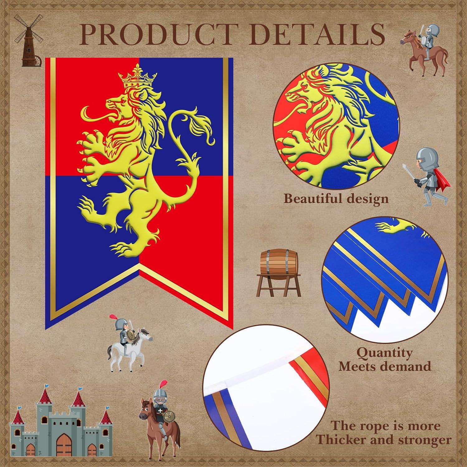 Banderines Medievales Hestya 5 Pcs 15.24m Decoración Fiesta