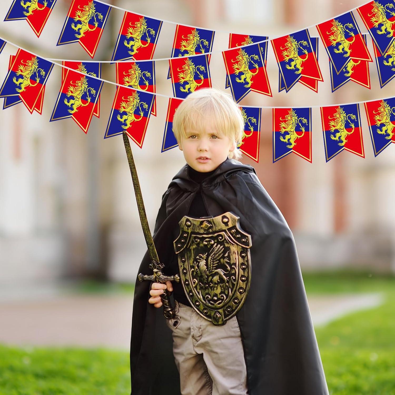 Banderines Medievales Hestya 5 Pcs 15.24m Decoración Fiesta