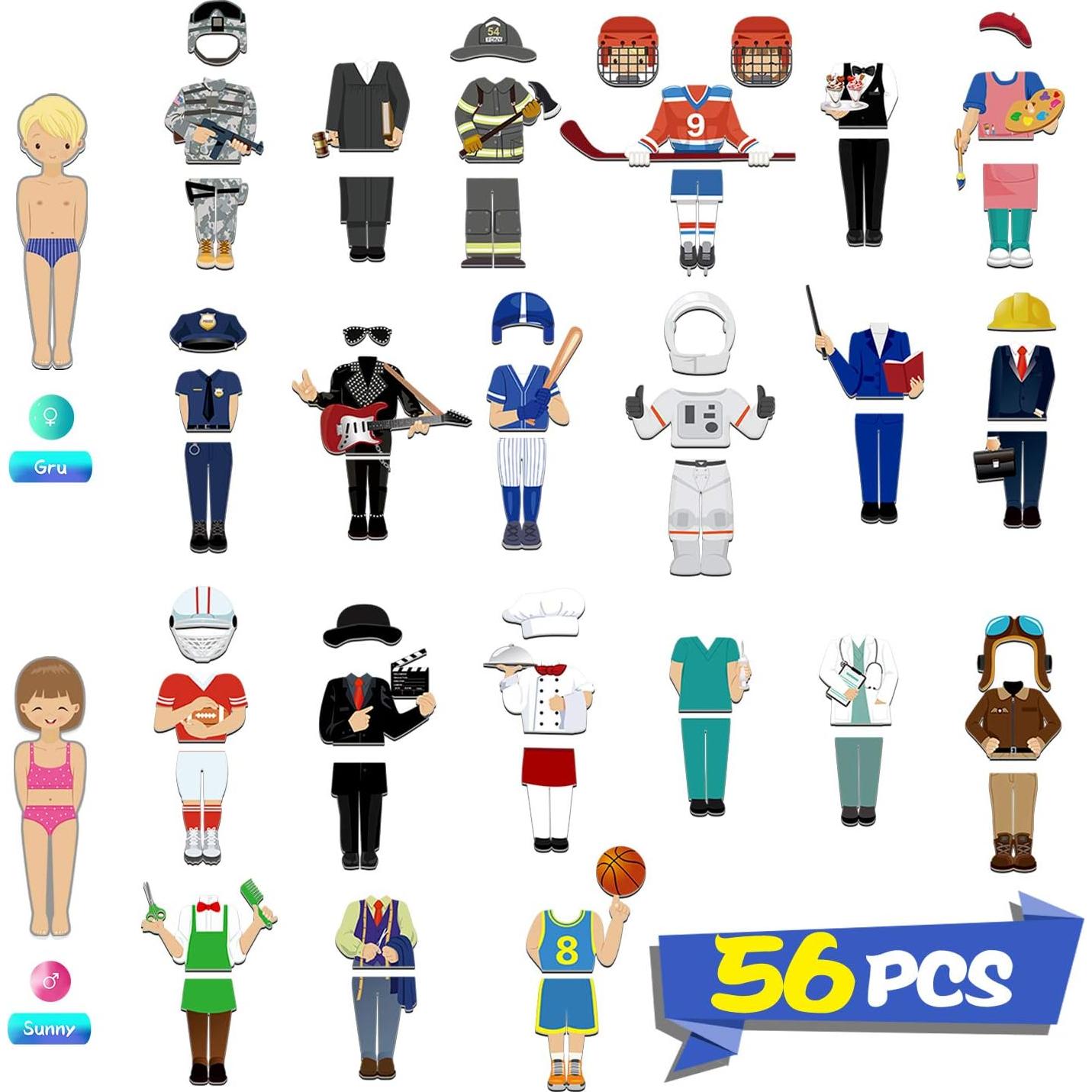 Juego de Muñecas Magnéticas SpriteGru 56 PCS para Vestir