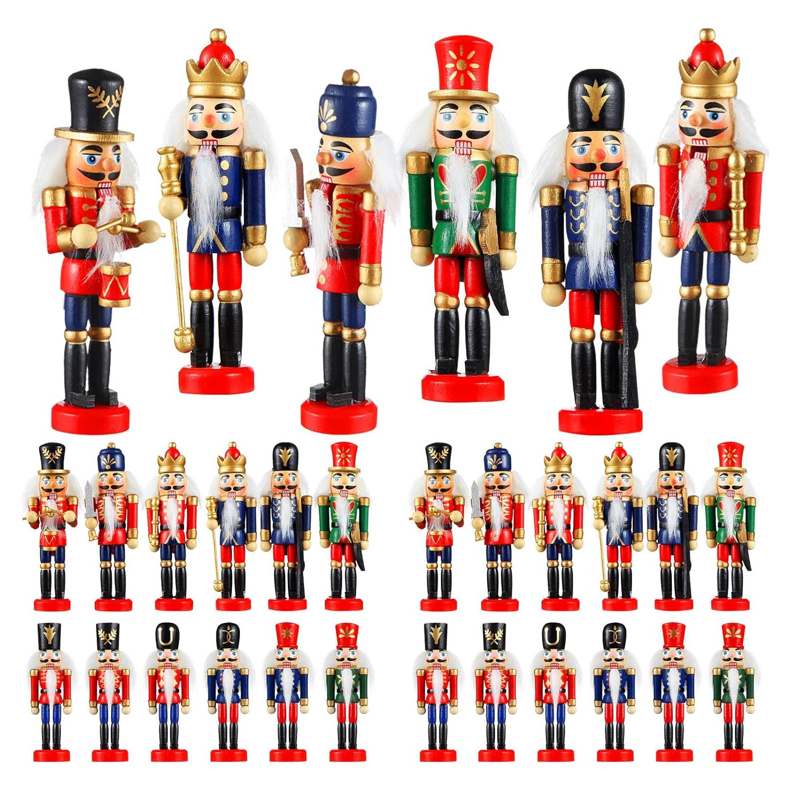 Adorno Cascanueces Navidad Aoriher 24 Piezas Madera 13-11 cm