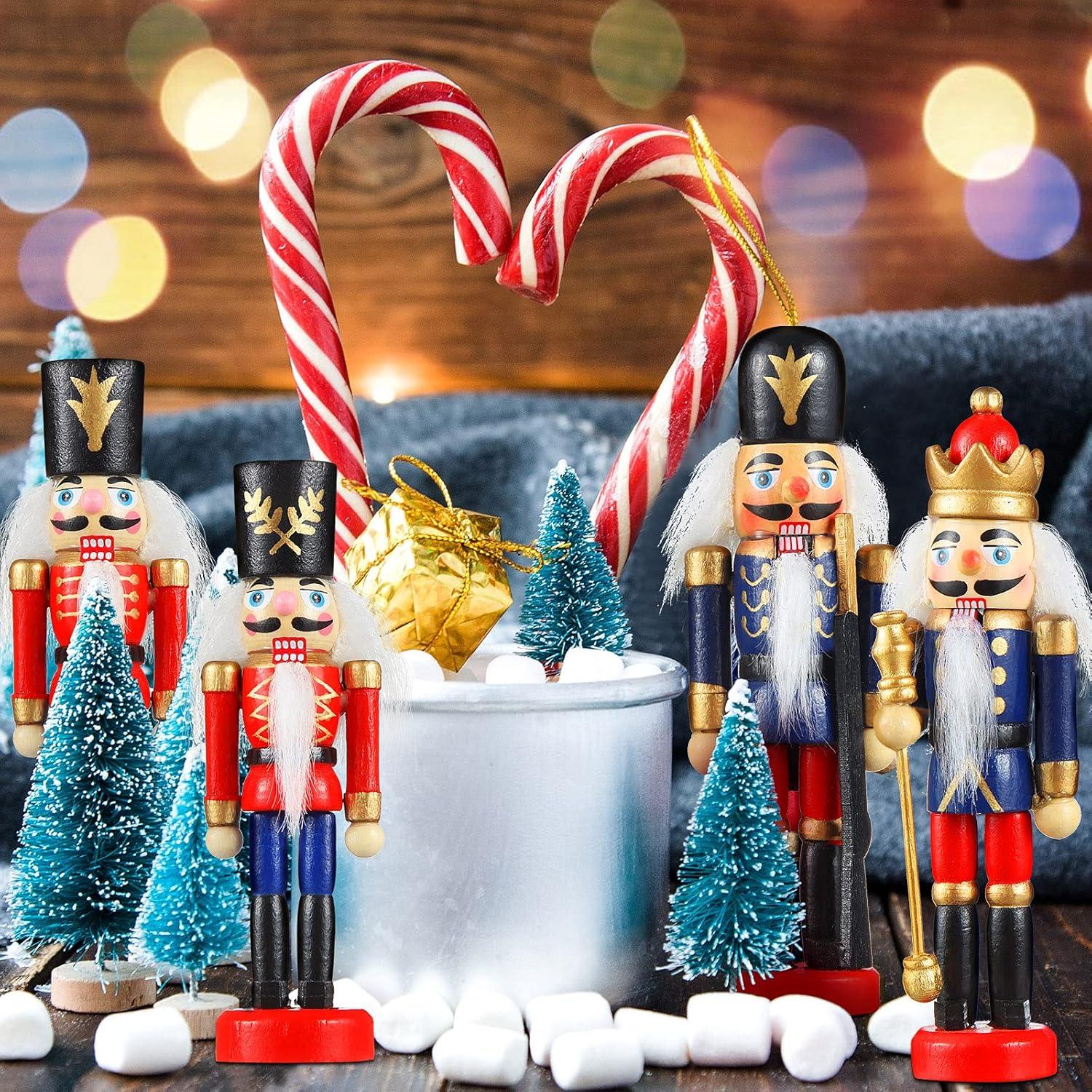 Adorno Cascanueces Navidad Aoriher 24 Piezas Madera 13-11 cm