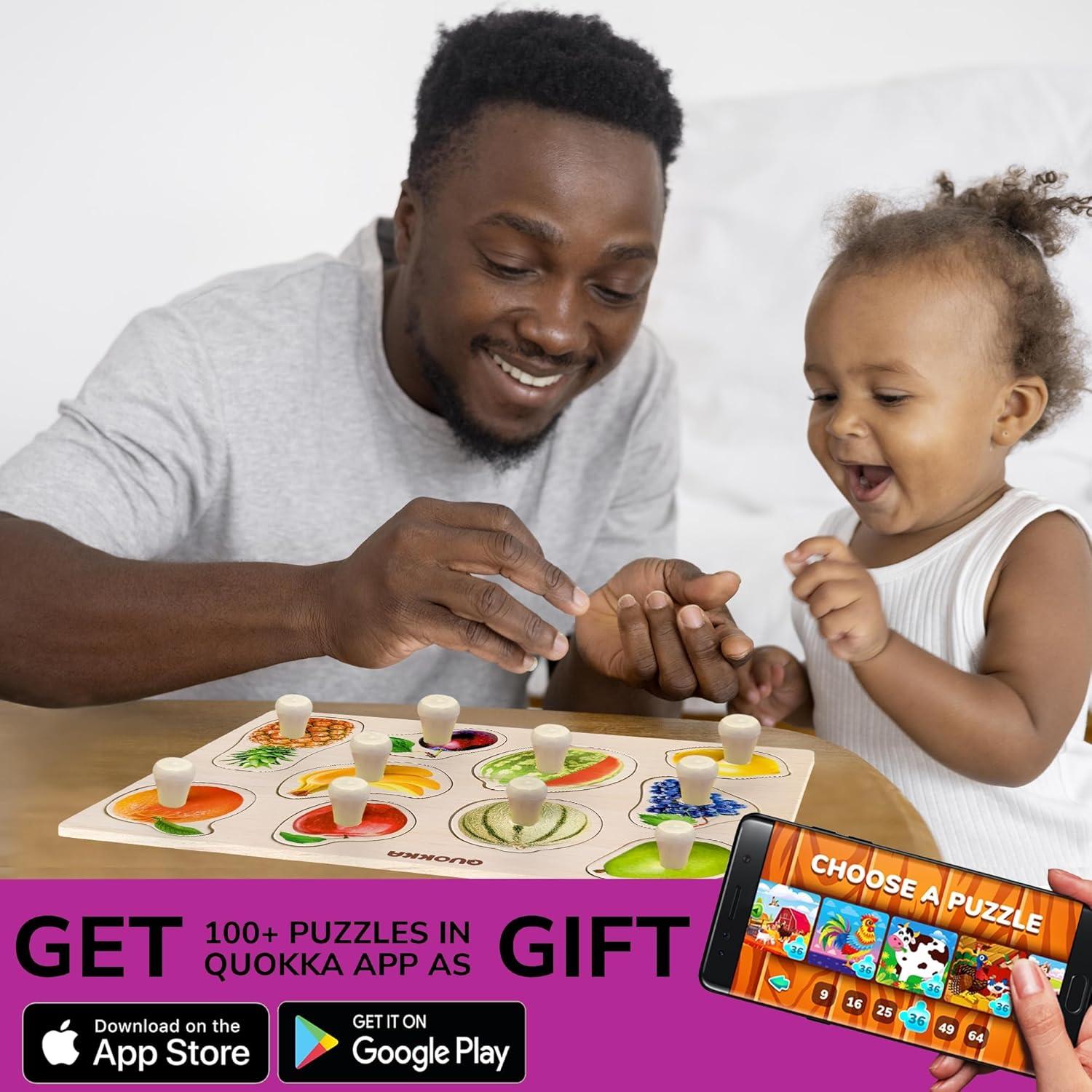 Rompecabezas de Madera QUOKKA 8 Piezas para Niños 1-3 Años