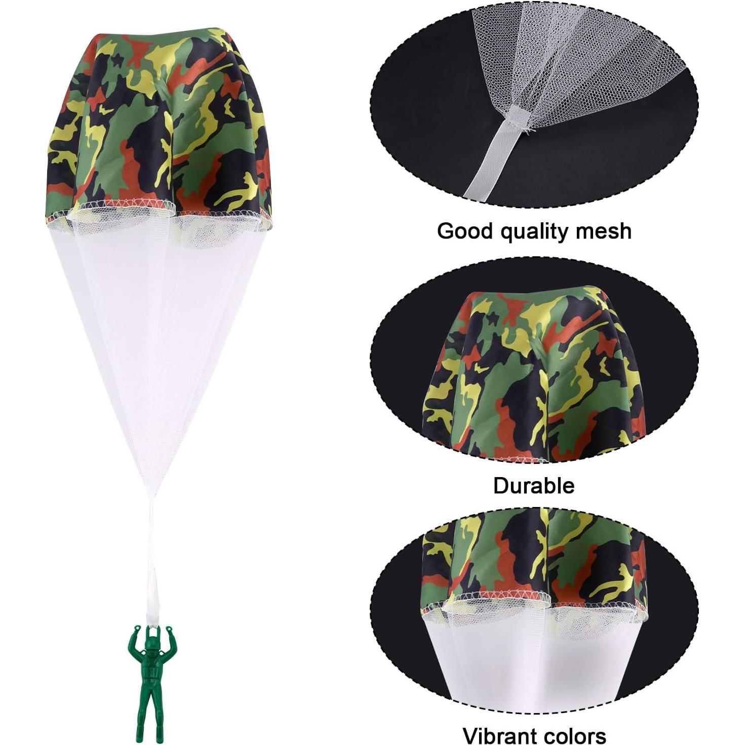 4 Juguetes Paracaídas para Niños Camuflaje Gosknor 41cm