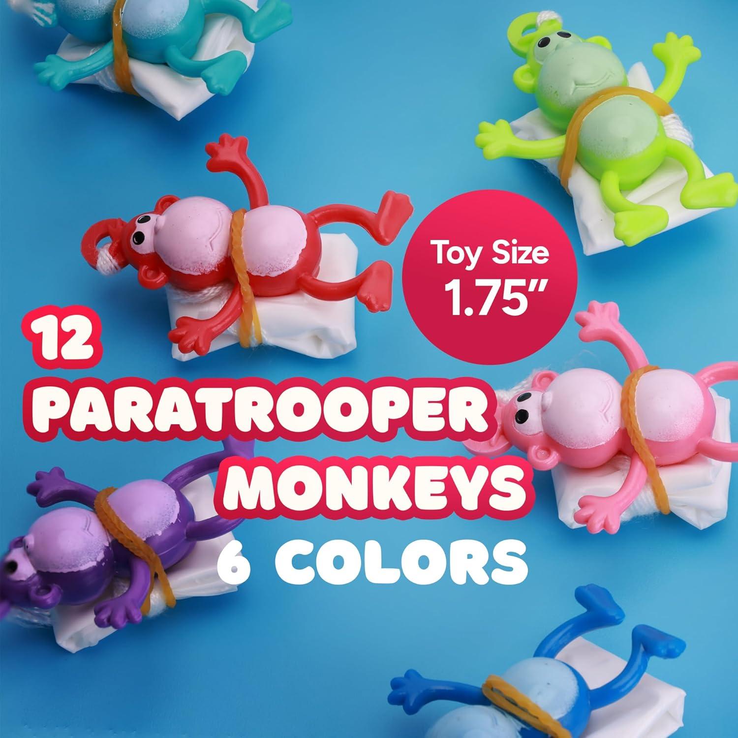 Juguetes de Paracaídas Monos 12 Piezas Multicolor para Niños