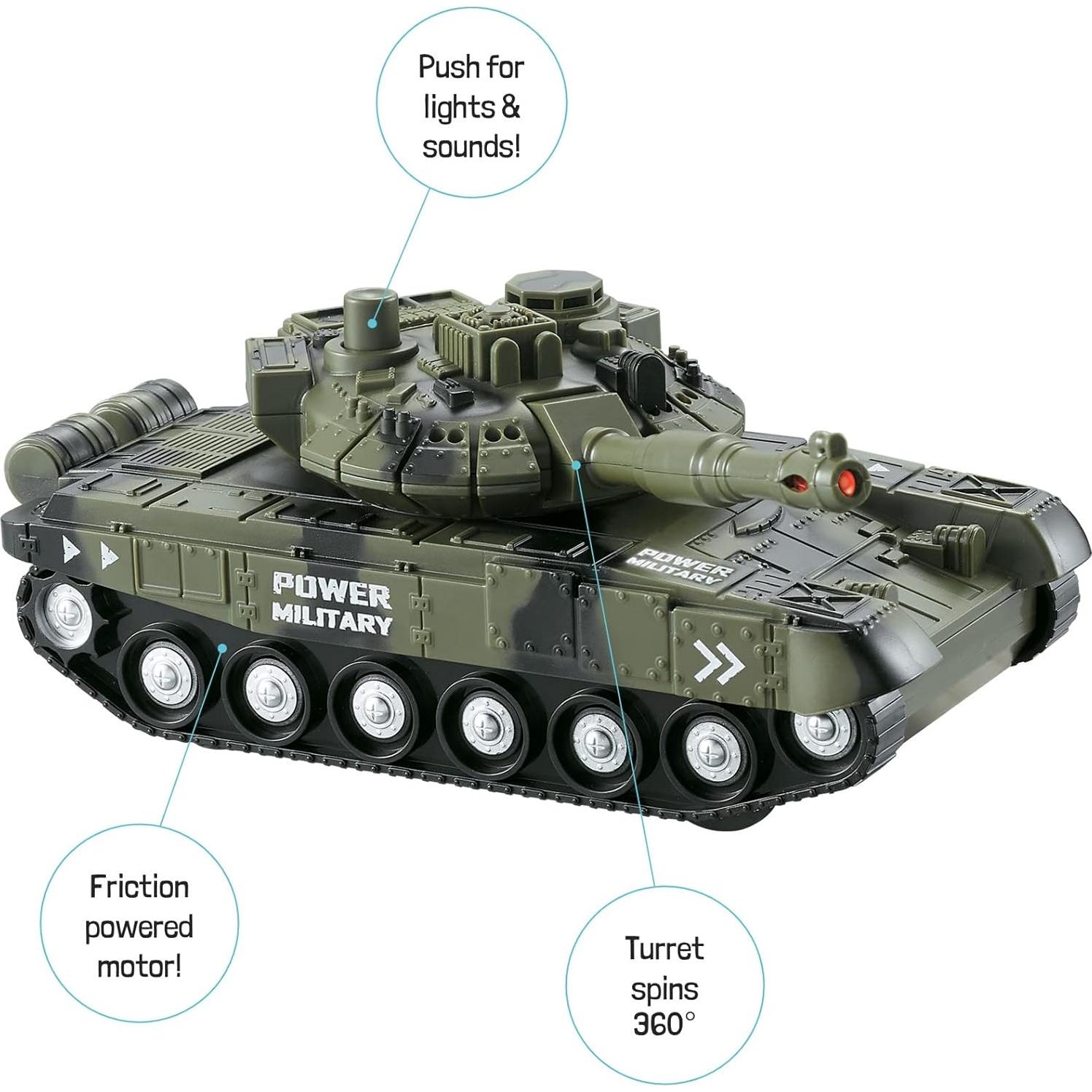 Vokodo 5 Pack Armed Forces Vehicle Bundle Toy Playsets, Friction Power Vehicles Includes Helicopter, Tank and Army Figurines, Military Car, Truck Pretend Play Toys Toddler Kids Boys