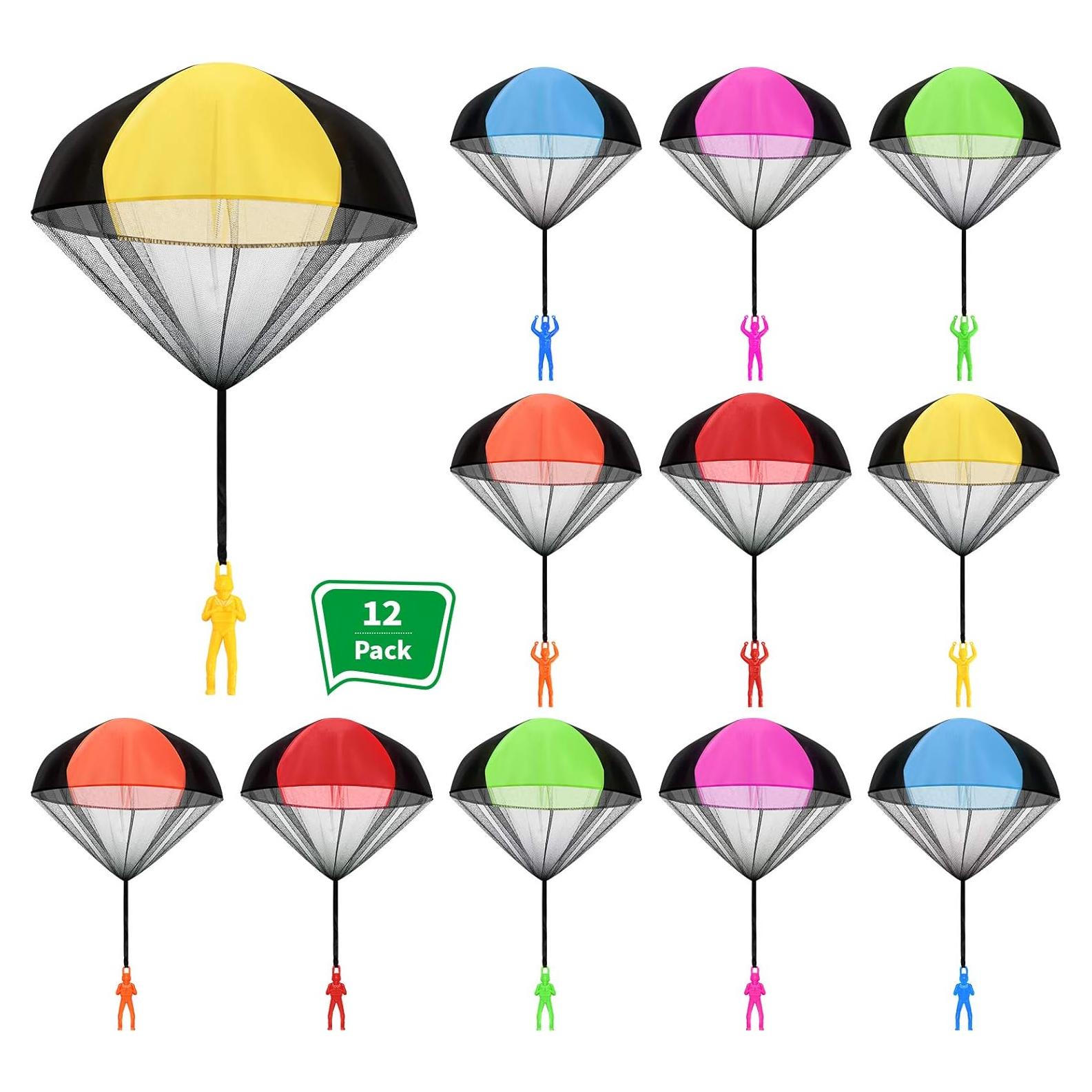12 Juguetes Paracaídas Sratte para Lanzamiento al Aire Libre