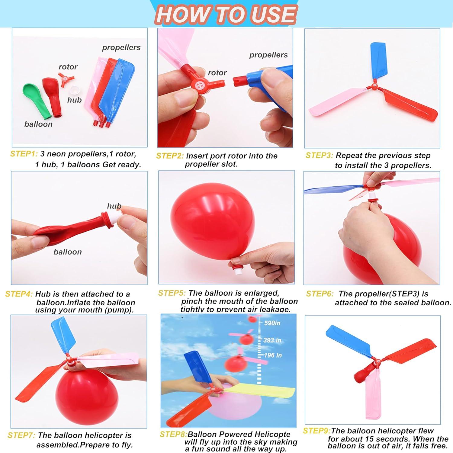 Helicóptero de Globo BOYI - Juguete Volador para Niños - Paquete de 12