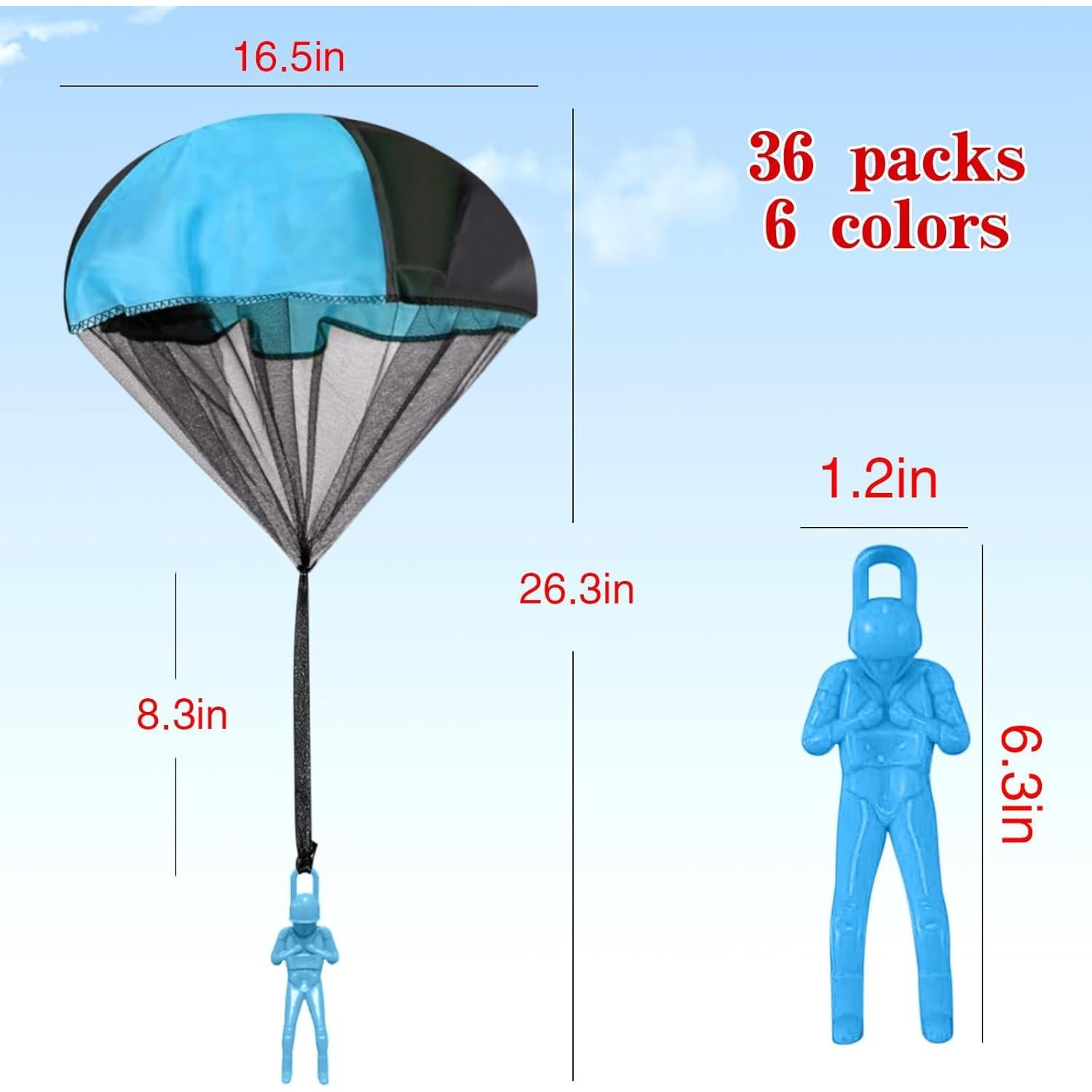 36 Juguetes Paracaídas FVXEWRCS 40.64x66.99cm para Niños